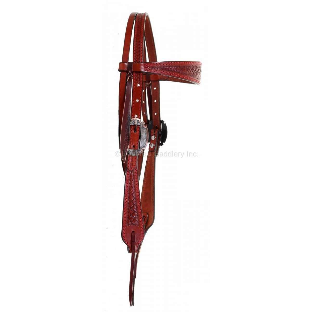 H925 - Chestnut Rough Out Stitched Headstall - Double J Saddlery