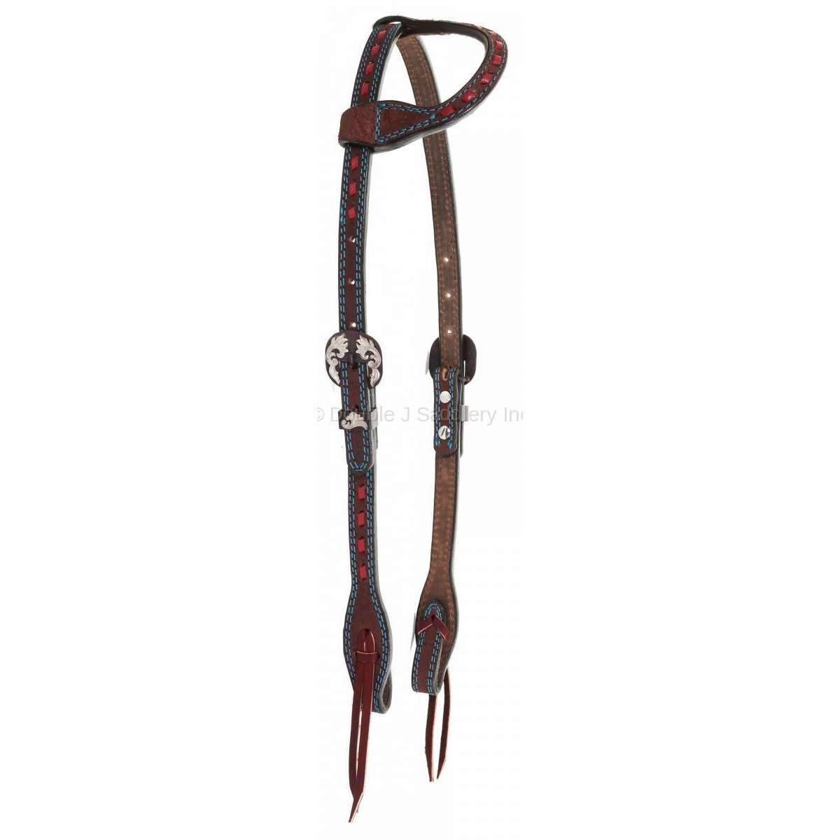 H929A - Brown Rough Out Buck Stitched Single Ear Headstall - Double J Saddlery