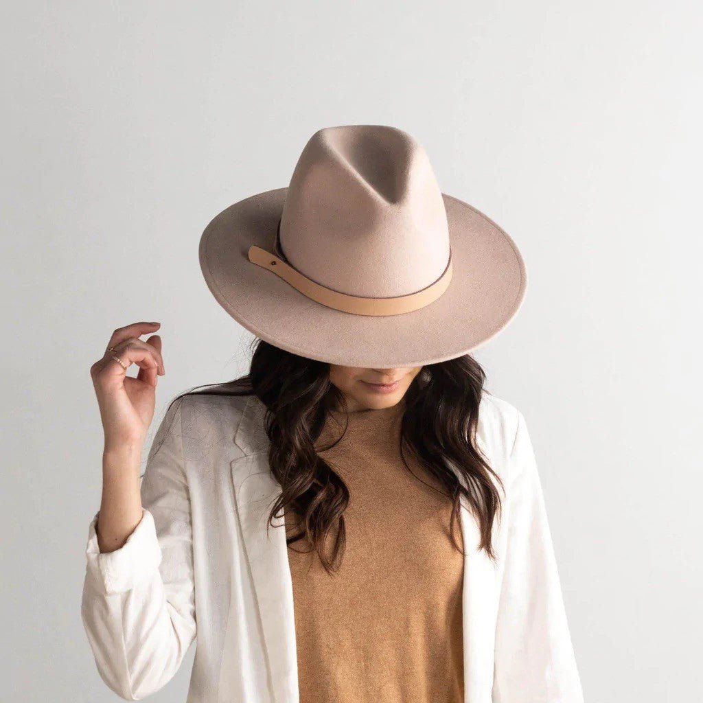 HAT20 - The Shiloh - Summer Blush Fedora with Leather Band - Double J Saddlery