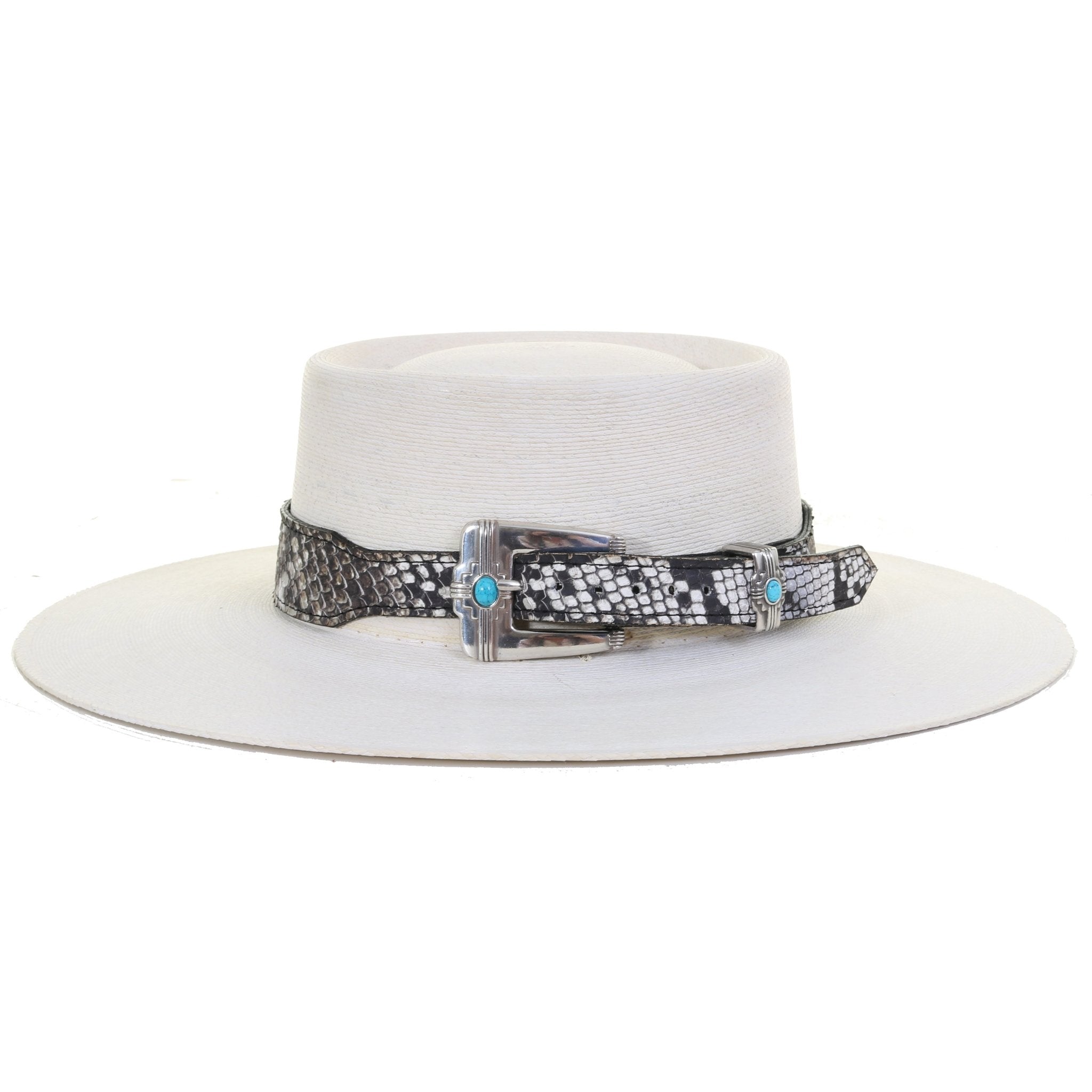 HATB01 - Cobra Snake Print Leather Hat Band - Double J Saddlery