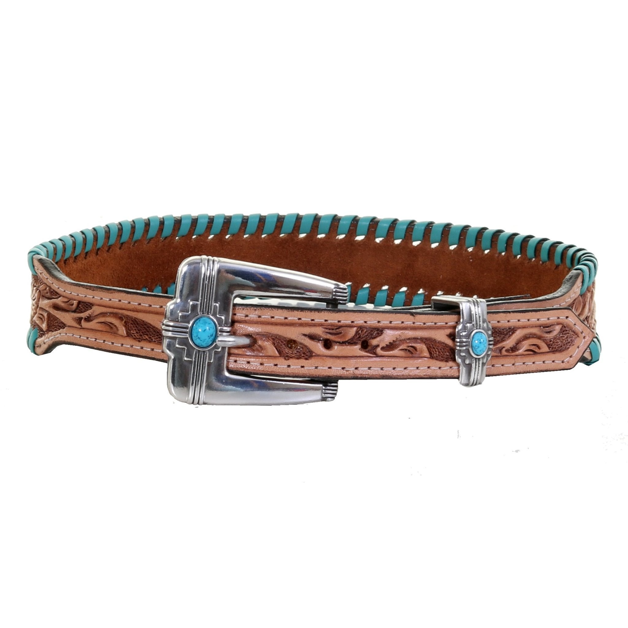 HATB03 - Feather Tooled Antique Finish Hat Band - Double J Saddlery