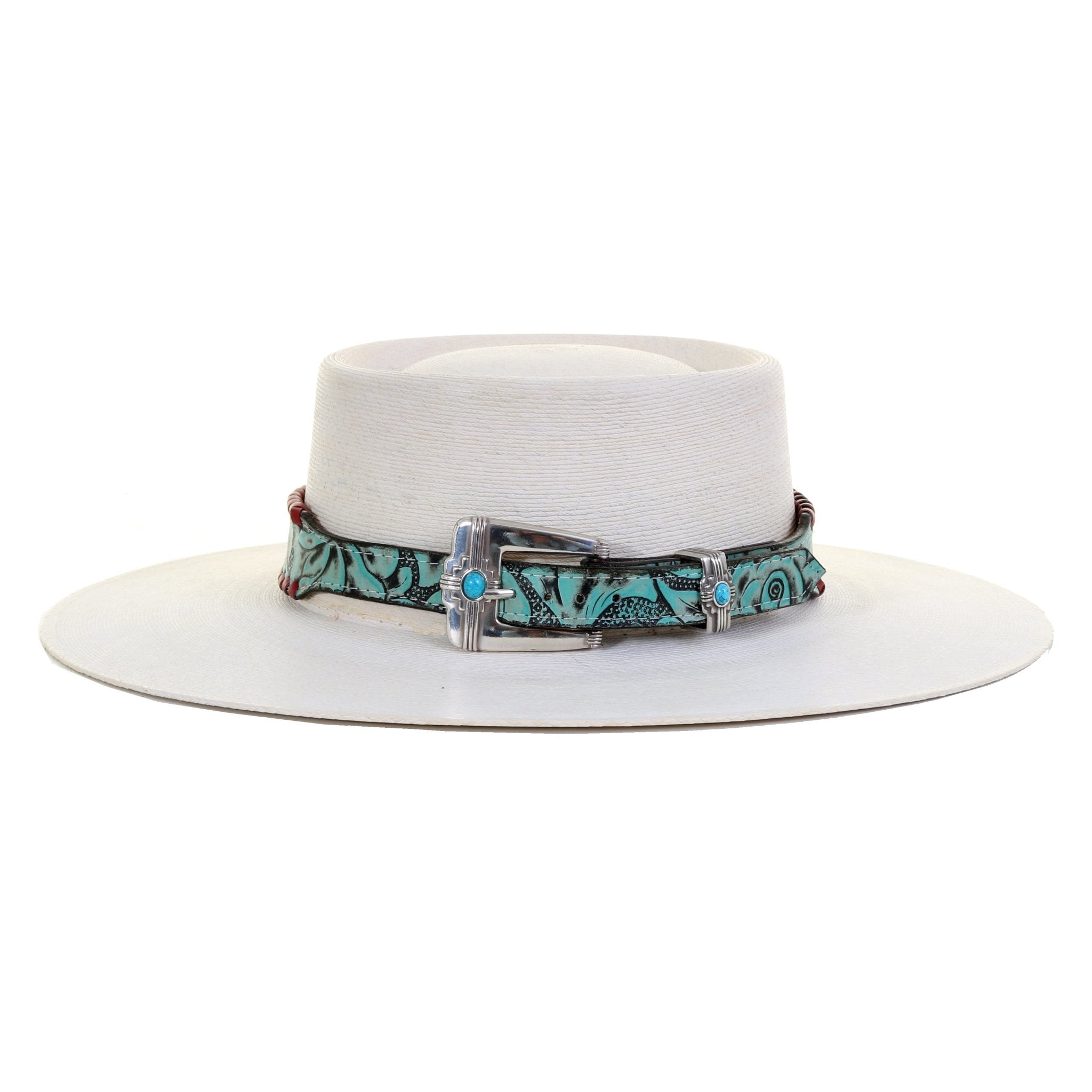 HATB04 - Turquoise Antique Floral Hat Band - Double J Saddlery