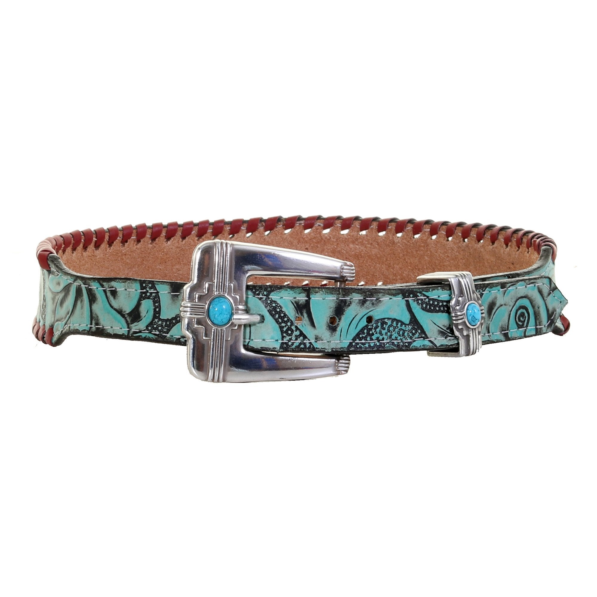 HATB04 - Turquoise Antique Floral Hat Band - Double J Saddlery