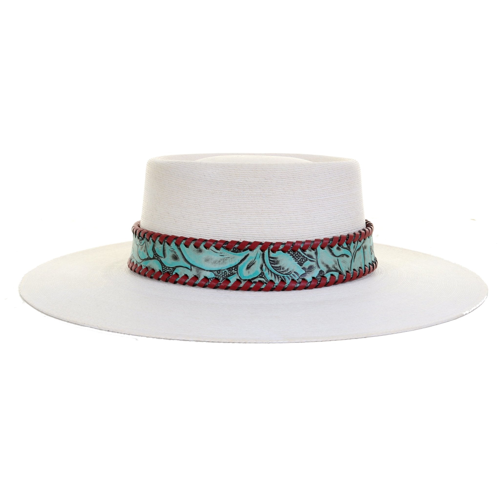 HATB04 - Turquoise Antique Floral Hat Band - Double J Saddlery