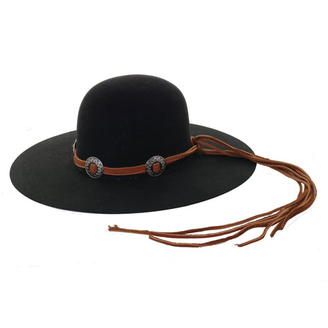 HATB28 - Brandy Elk Skin String Concho Hat Band - Double J Saddlery