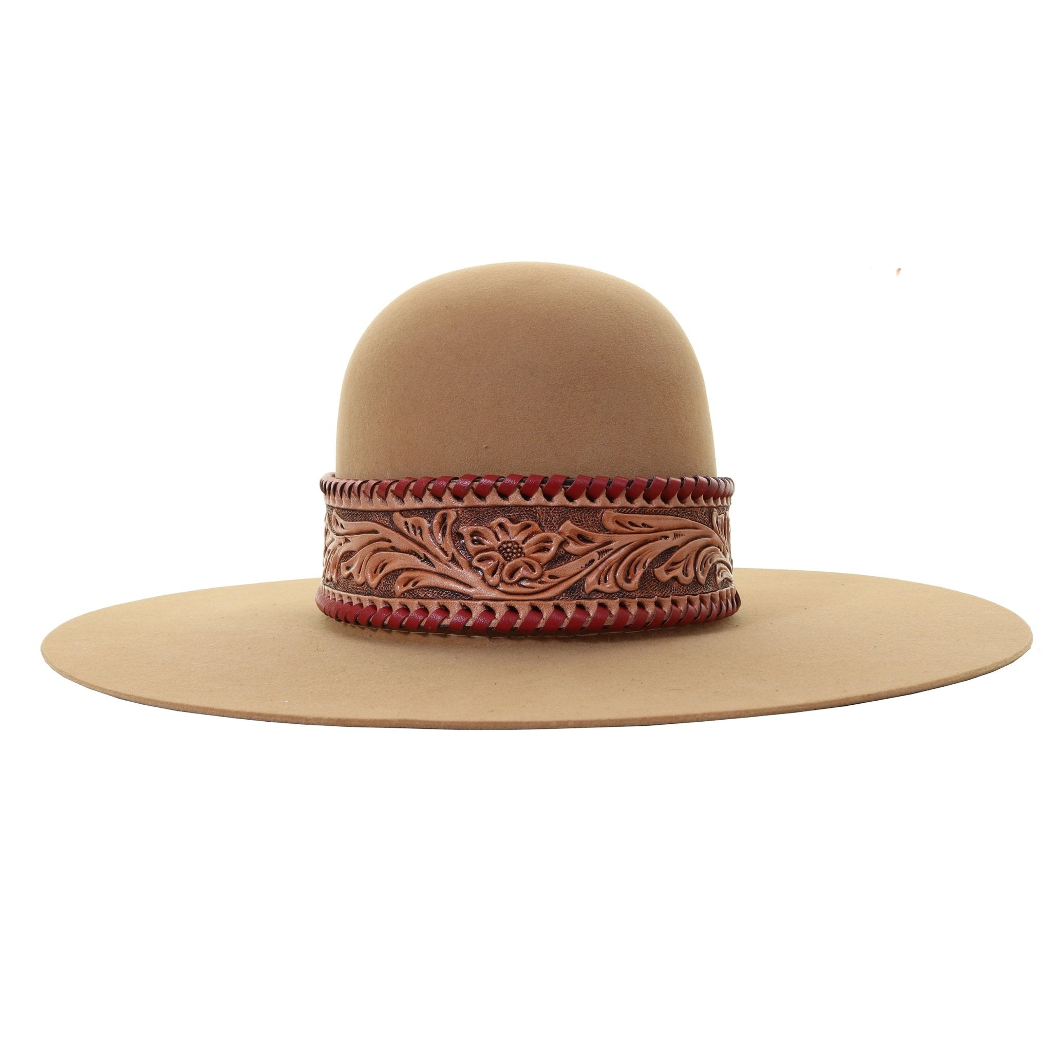HATB43 - Floral Tooled Hat Band - Double J Saddlery