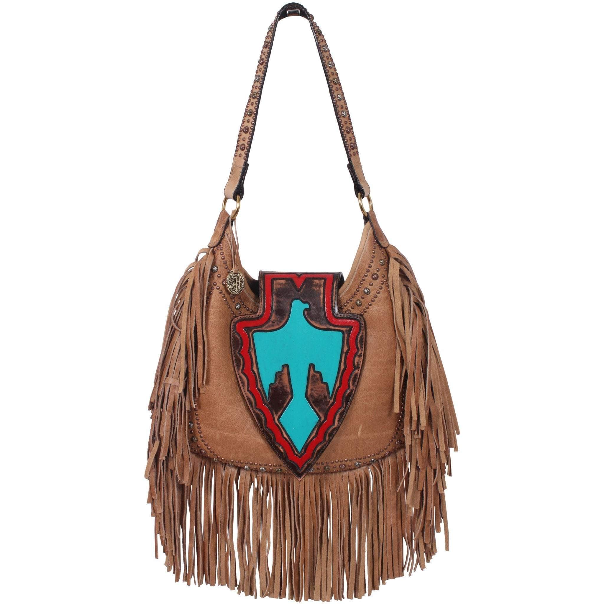 HB28 - Tan Pull-Up Arrowhead Hobo Bag - Double J Saddlery