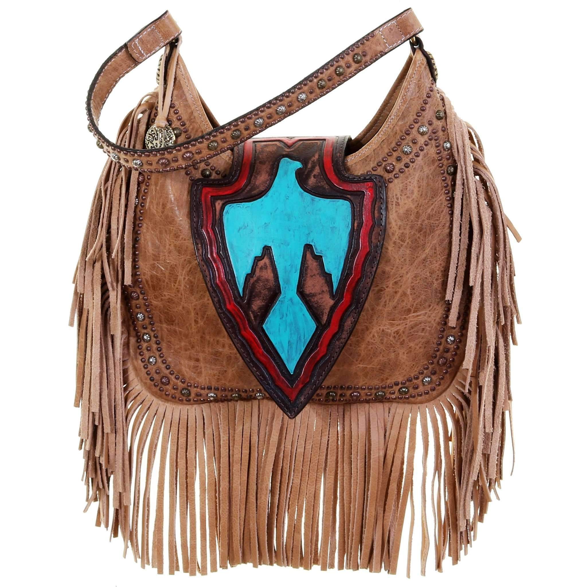 HB28 - Tan Pull-Up Arrowhead Hobo Bag - Double J Saddlery