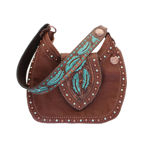 HB38 - Chocolate Elk Skin Hobo Bag - Double J Saddlery