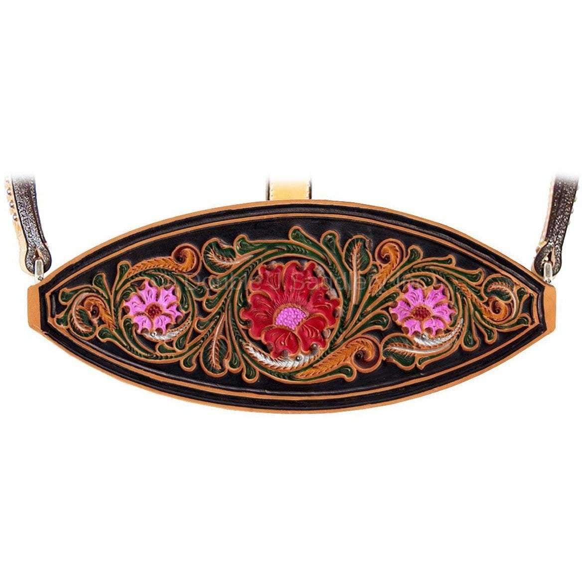 HBH02 - Skirting Leather Painted Tooled Bronc Halter - Double J Saddlery