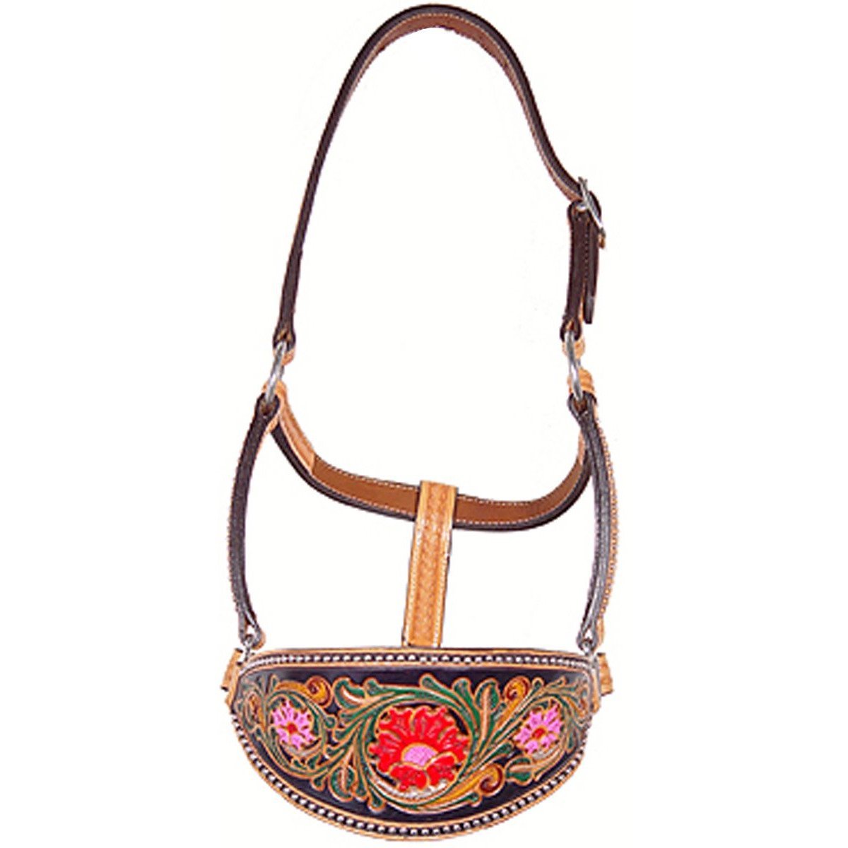 HBH02 - Skirting Leather Painted Tooled Bronc Halter - Double J Saddlery