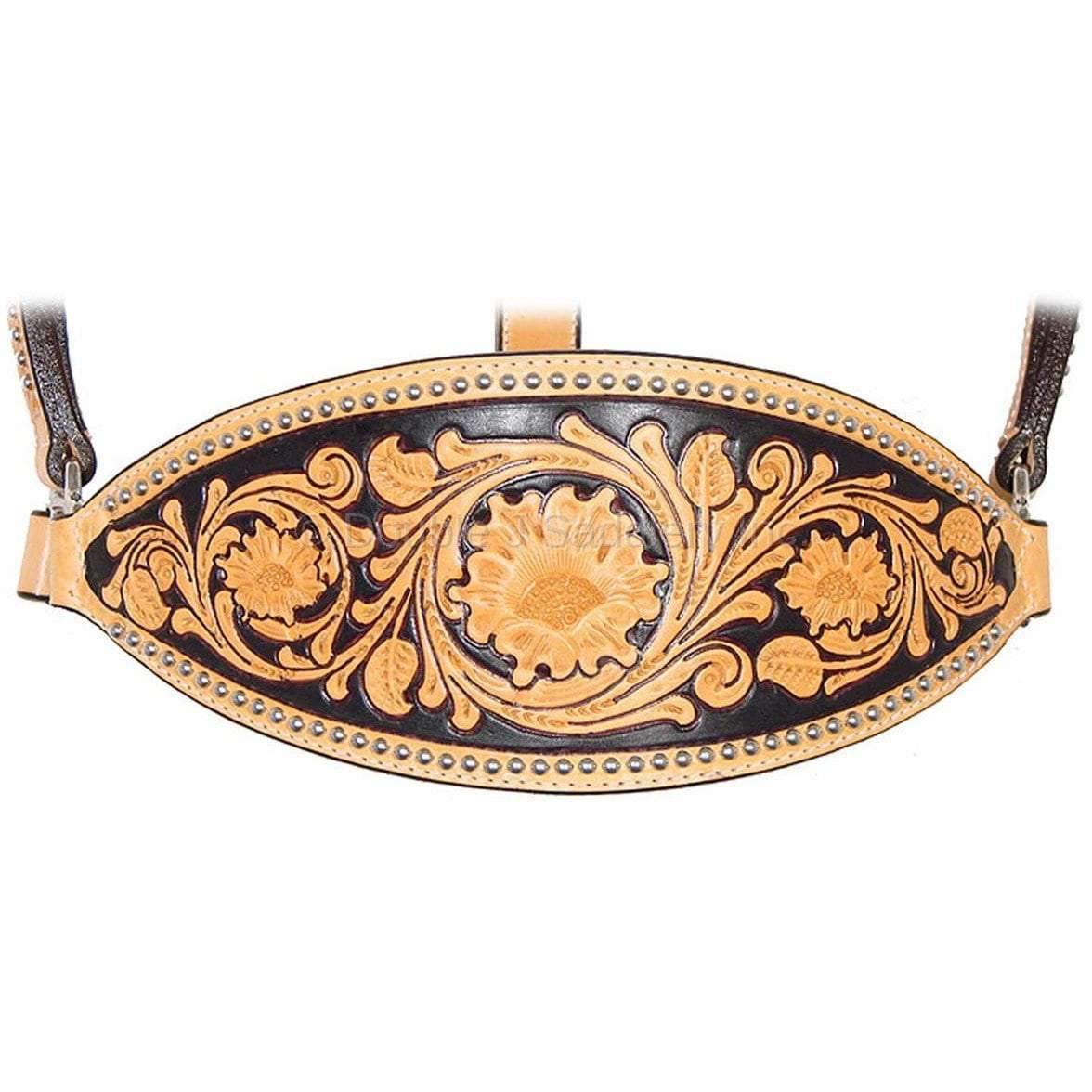 HBH11 - Skirting Leather Painted Tooled Bronc Halter - Double J Saddlery