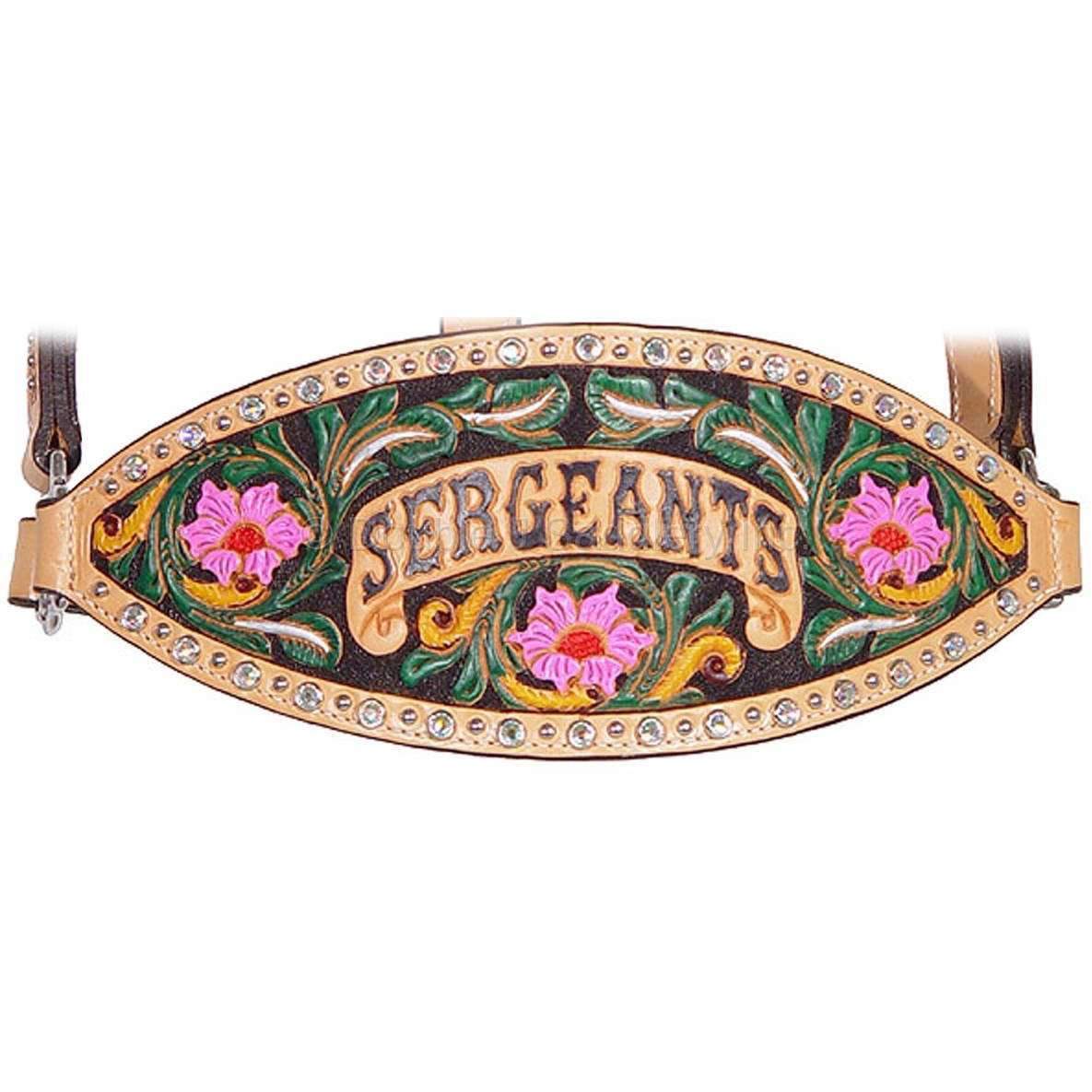 HBH13 - Skirting Leather Painted Tooled Bronc Halter - Double J Saddlery