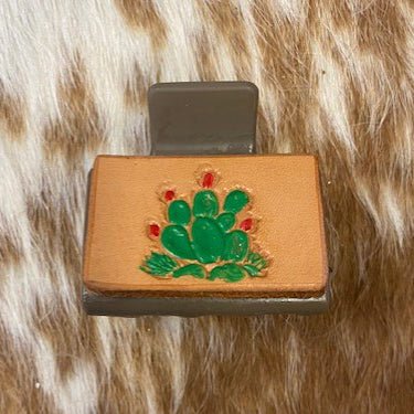 HC25 - Cactus Tooled Hair Clip - Double J Saddlery