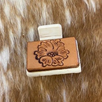 HC31 - Floral Tooled Hair Clip - Double J Saddlery