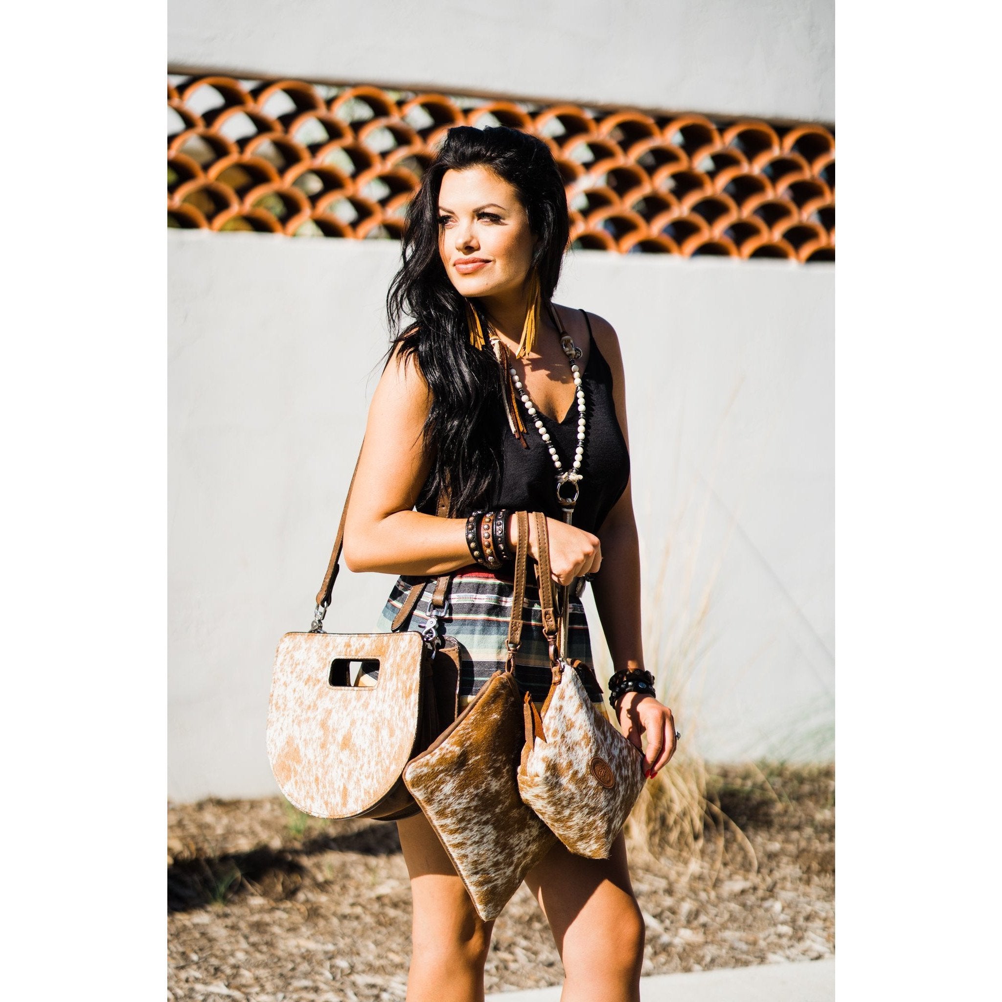 HCC04 - Roan Cowhide Half Circle Clutch - Double J Saddlery