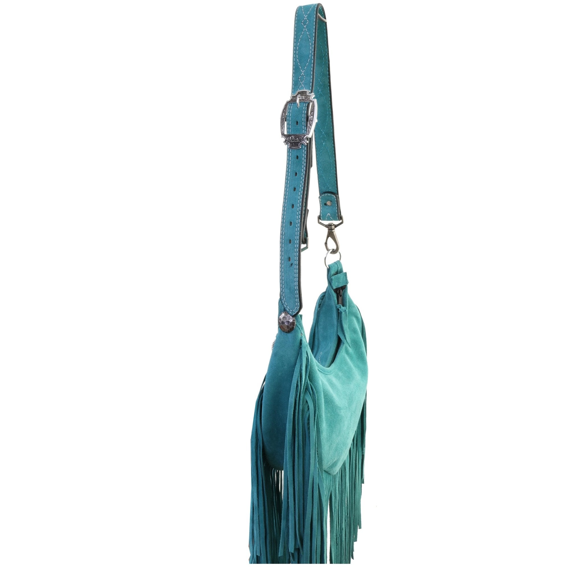 HMH22 - Turquoise Suede Hobo Bag - Double J Saddlery