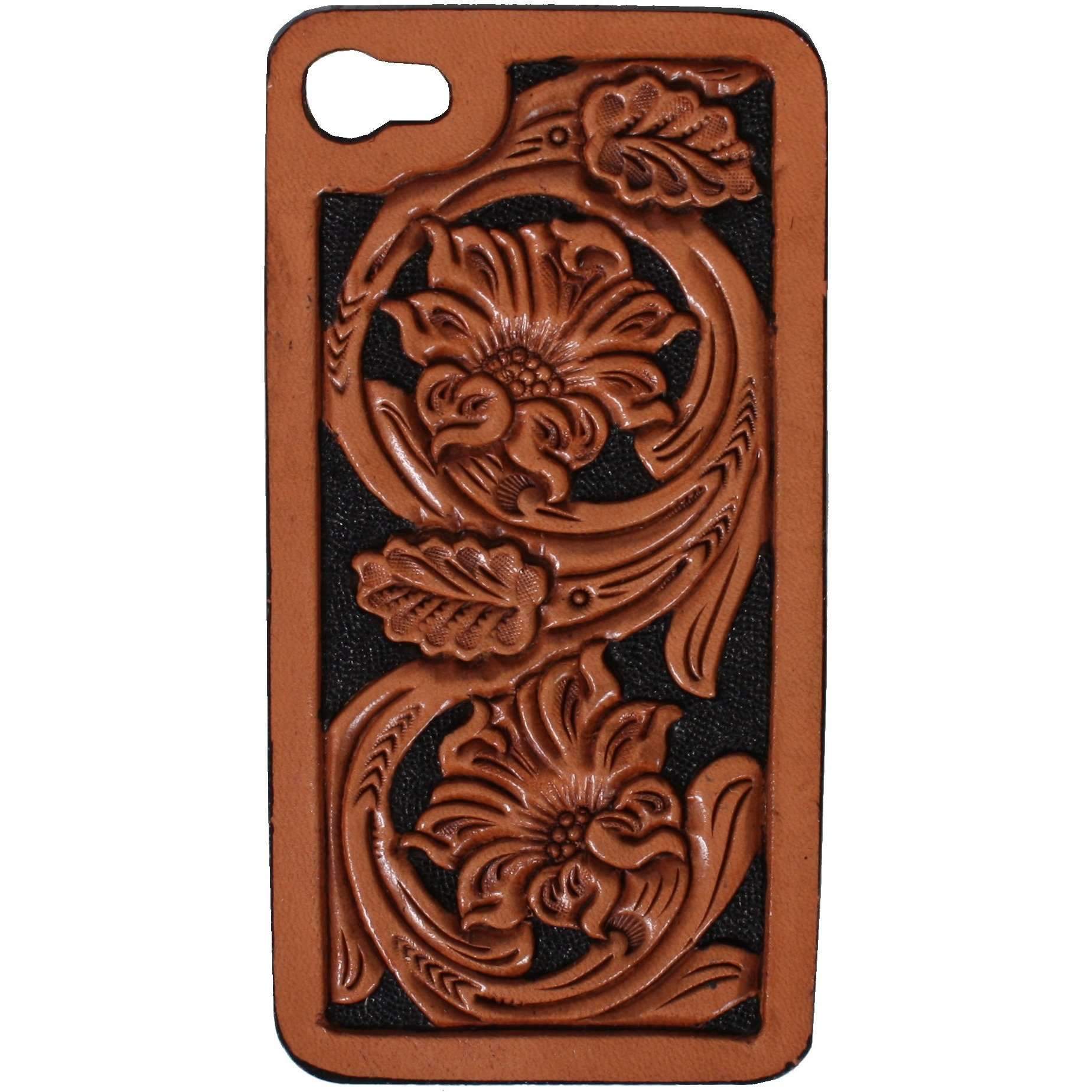 HPC17 - Floral Tooled iPhone Case - Double J Saddlery