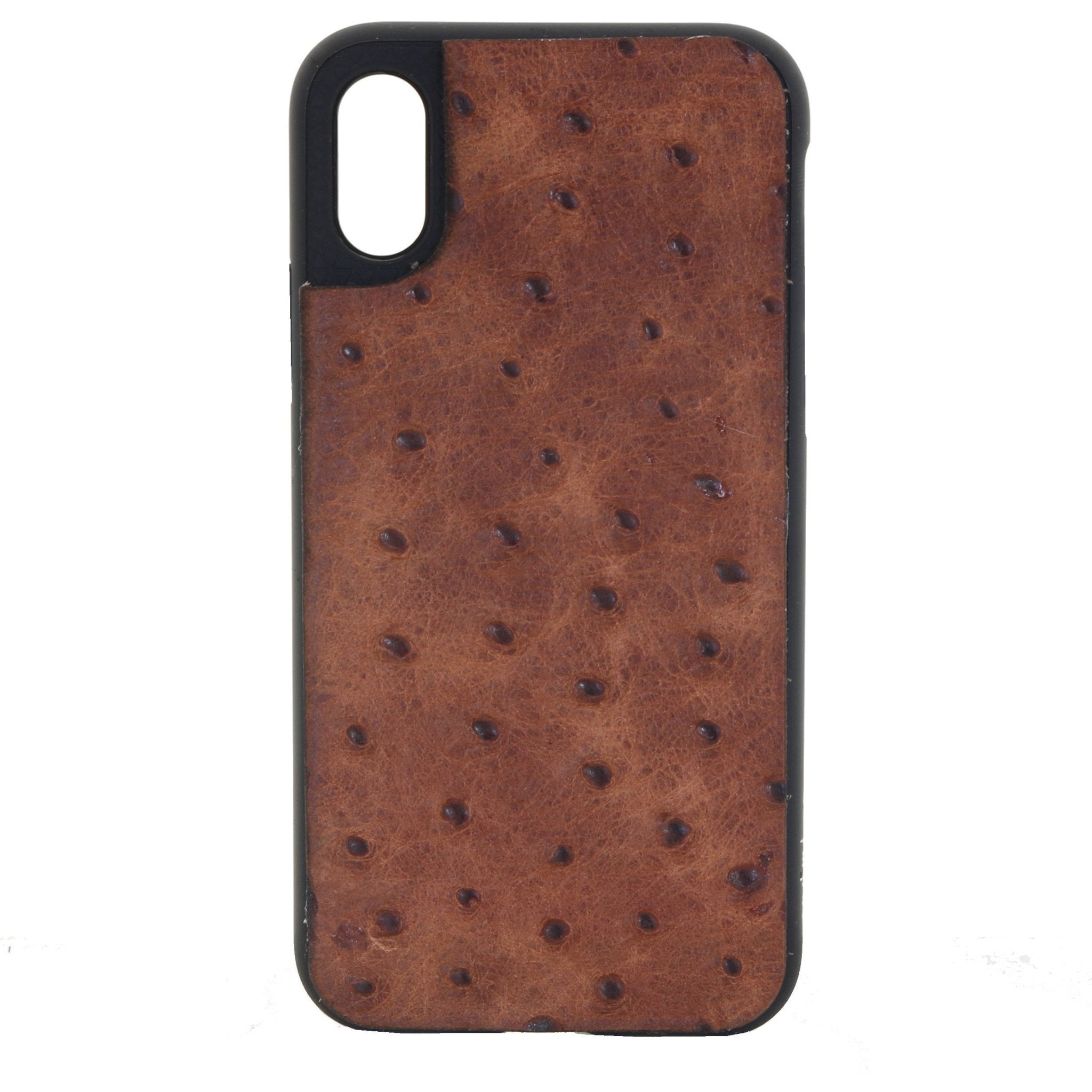 HPC79 - Vintage Cognac Ostrich Print iPhone Case - Double J Saddlery