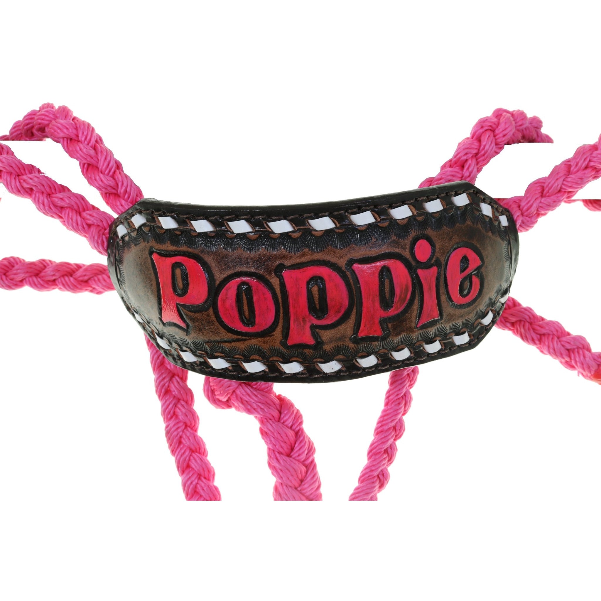HRH23C - Brown Vintage & Pink Rope Halter - Double J Saddlery
