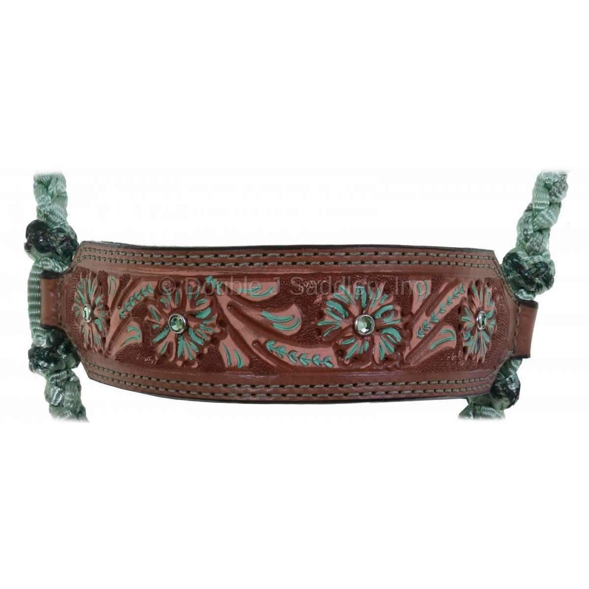 HRH28 - Pecan Vintage Mule Tape Rope Halter - Double J Saddlery