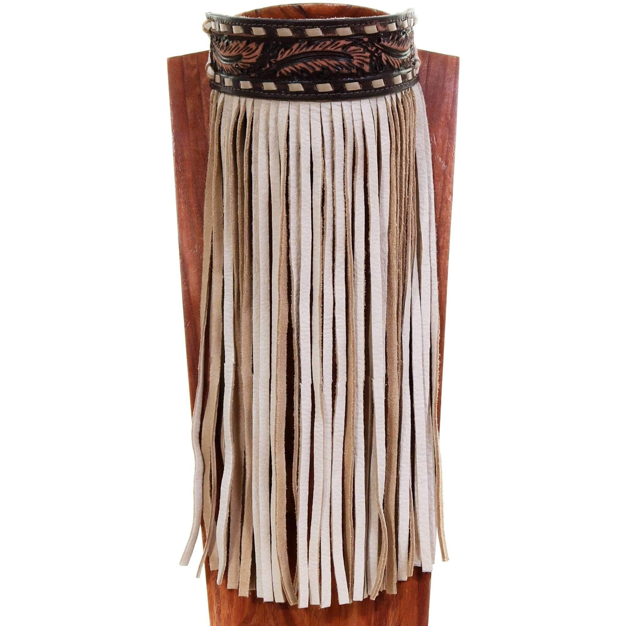 J79 - Brown Vintage Feather Tooled Choker - Double J Saddlery