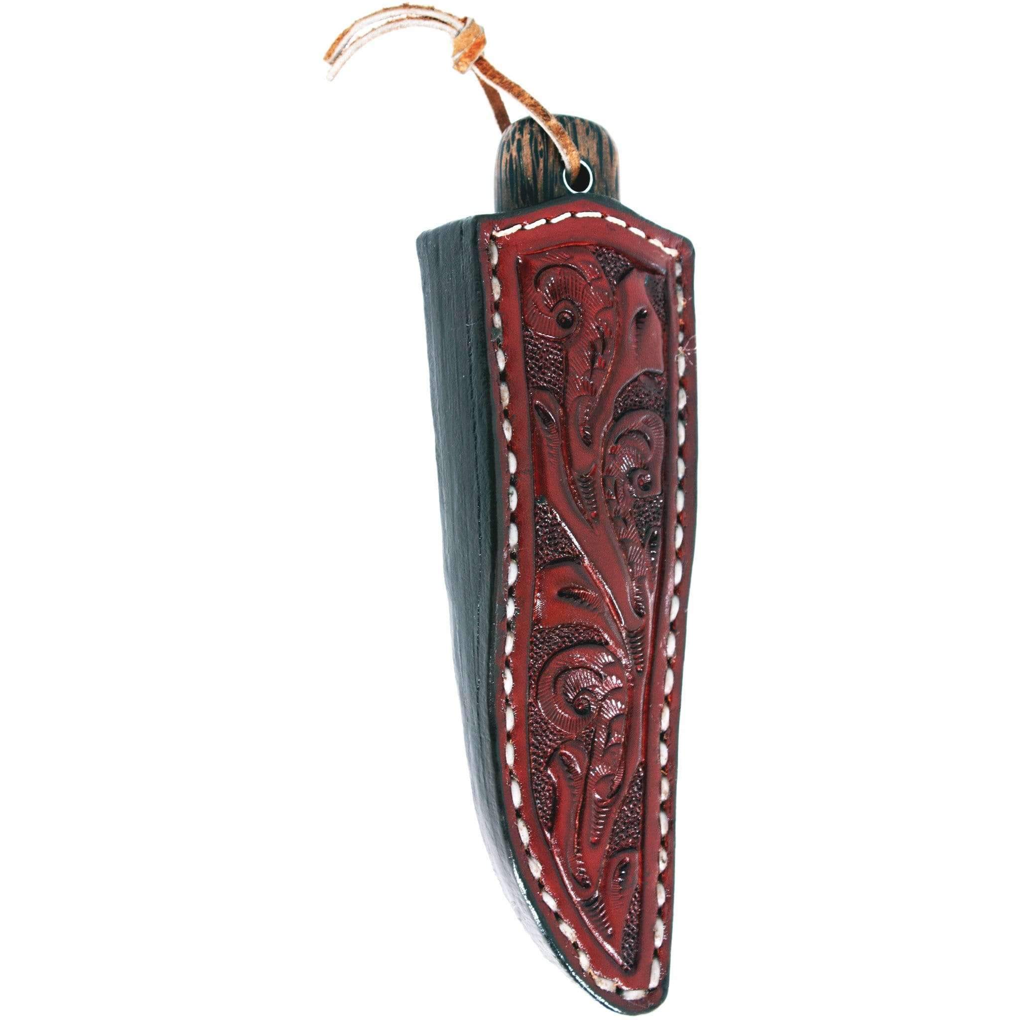 KS13 - Cognac Hand-Tooled Knife Scabbard - Double J Saddlery