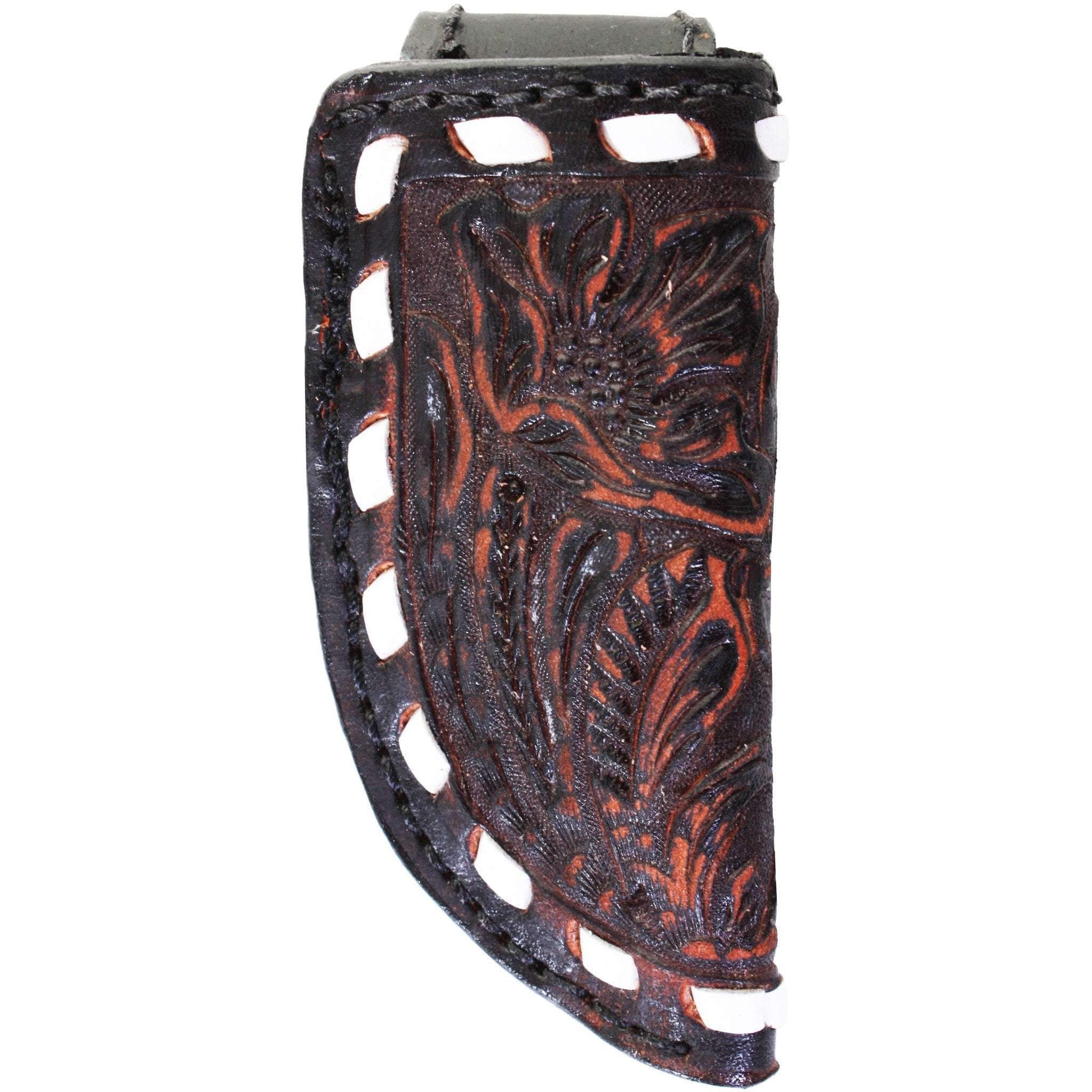 KS30 - Black Vintage Tooled Knife Scabbard - Double J Saddlery
