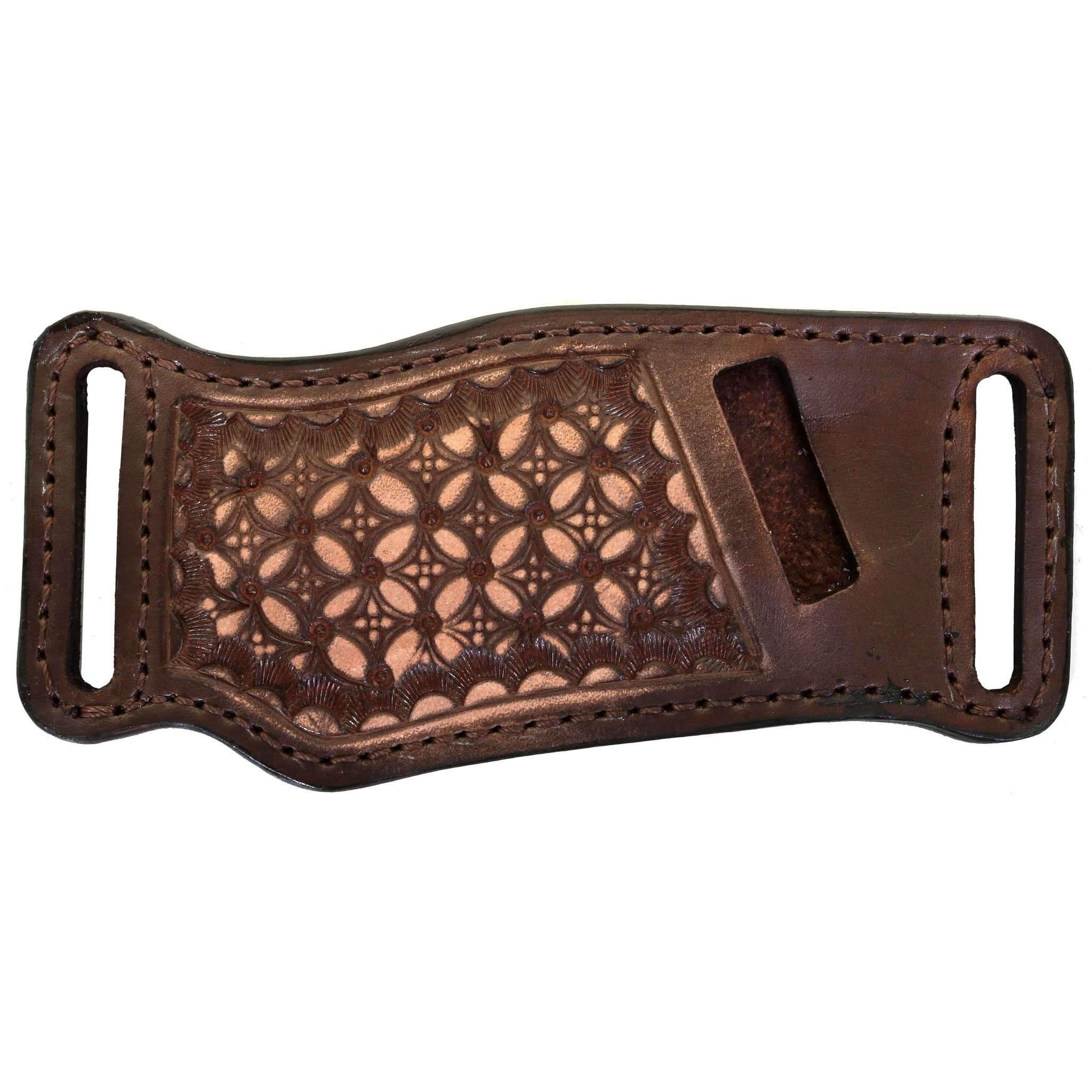 KS31 - Brown Vintage Tooled Knife Scabbard - Double J Saddlery