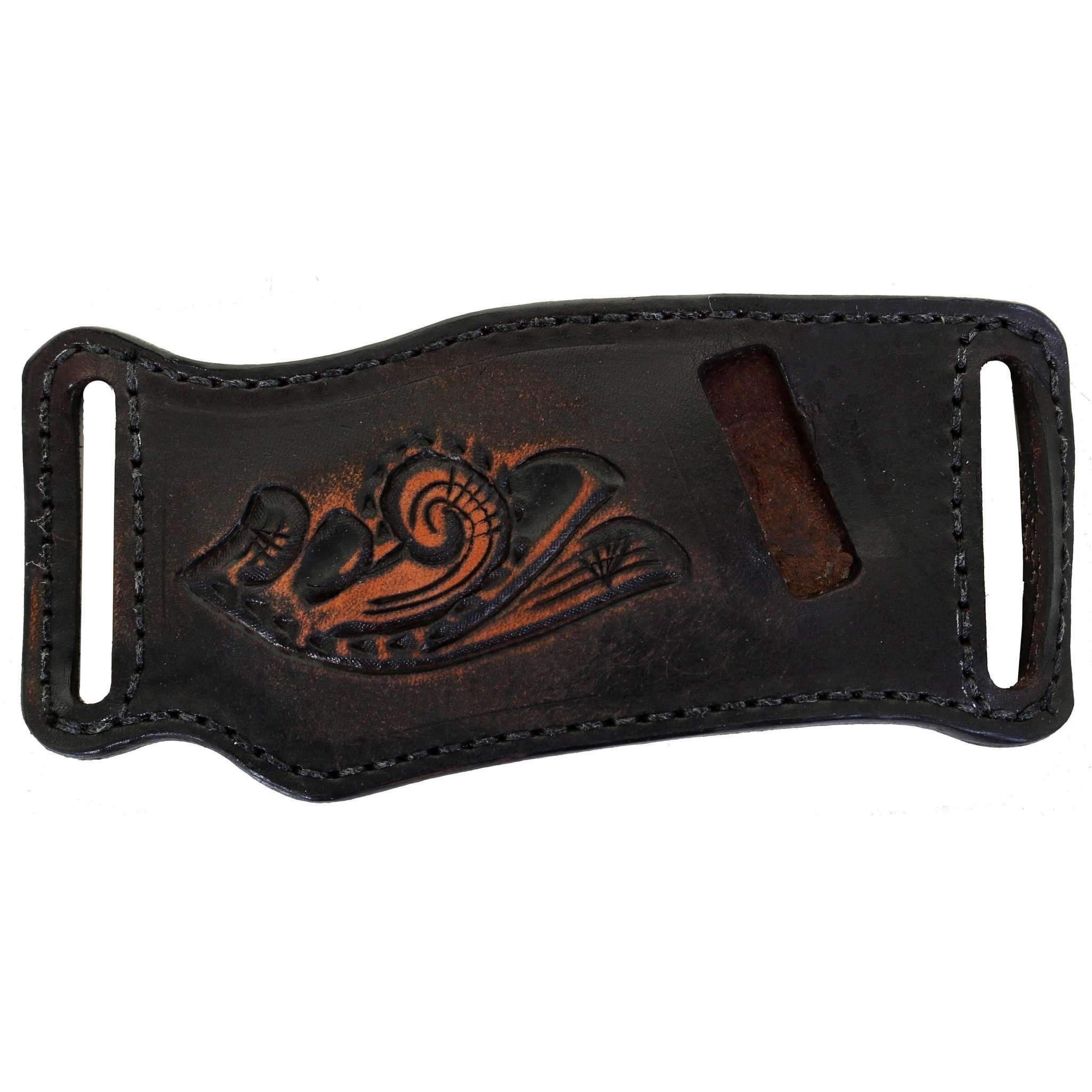 KS33 - Black Vintage Tooled Knife Scabbard - Double J Saddlery