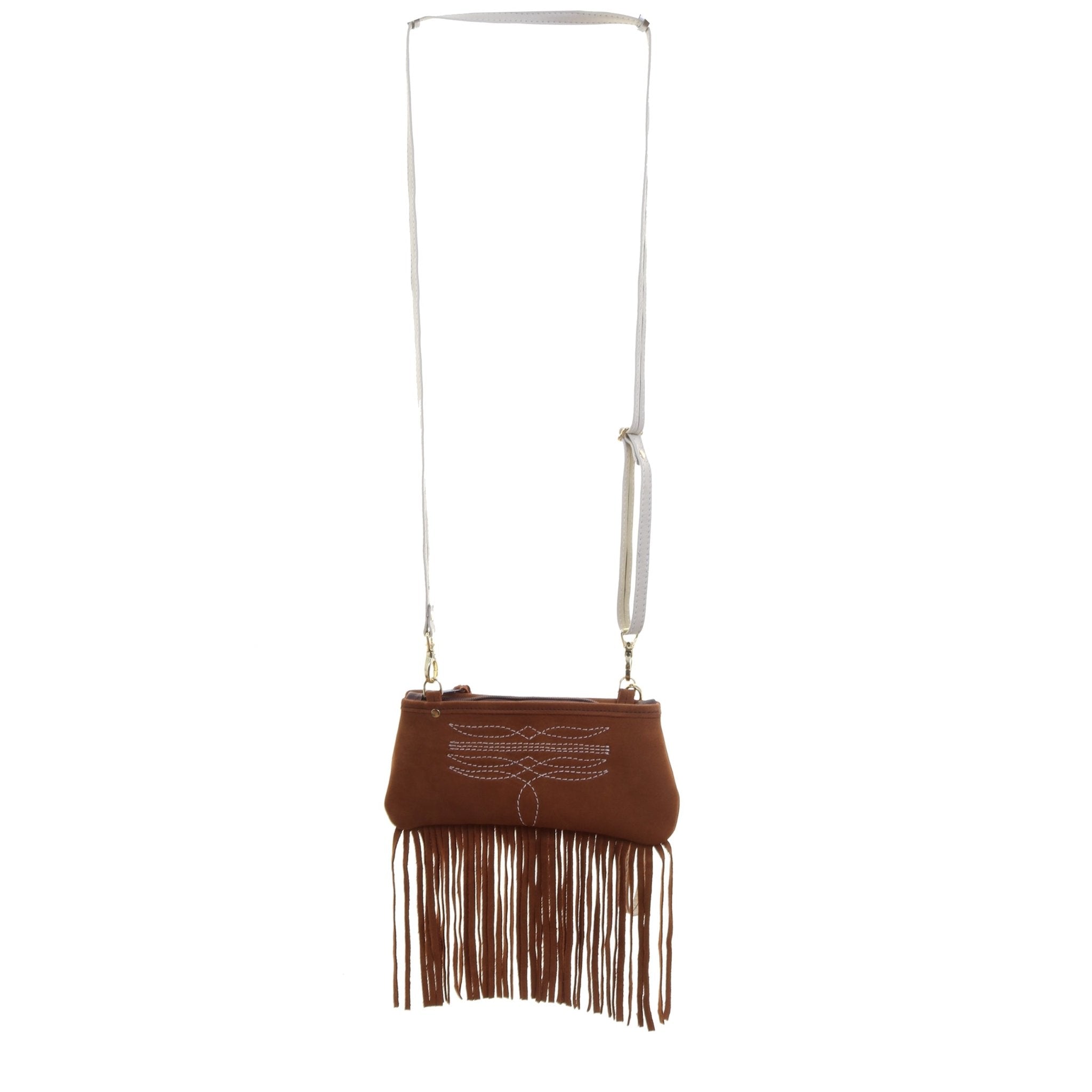 LC104F - Toast Suede Little Clutch w/ Fringe - Double J Saddlery