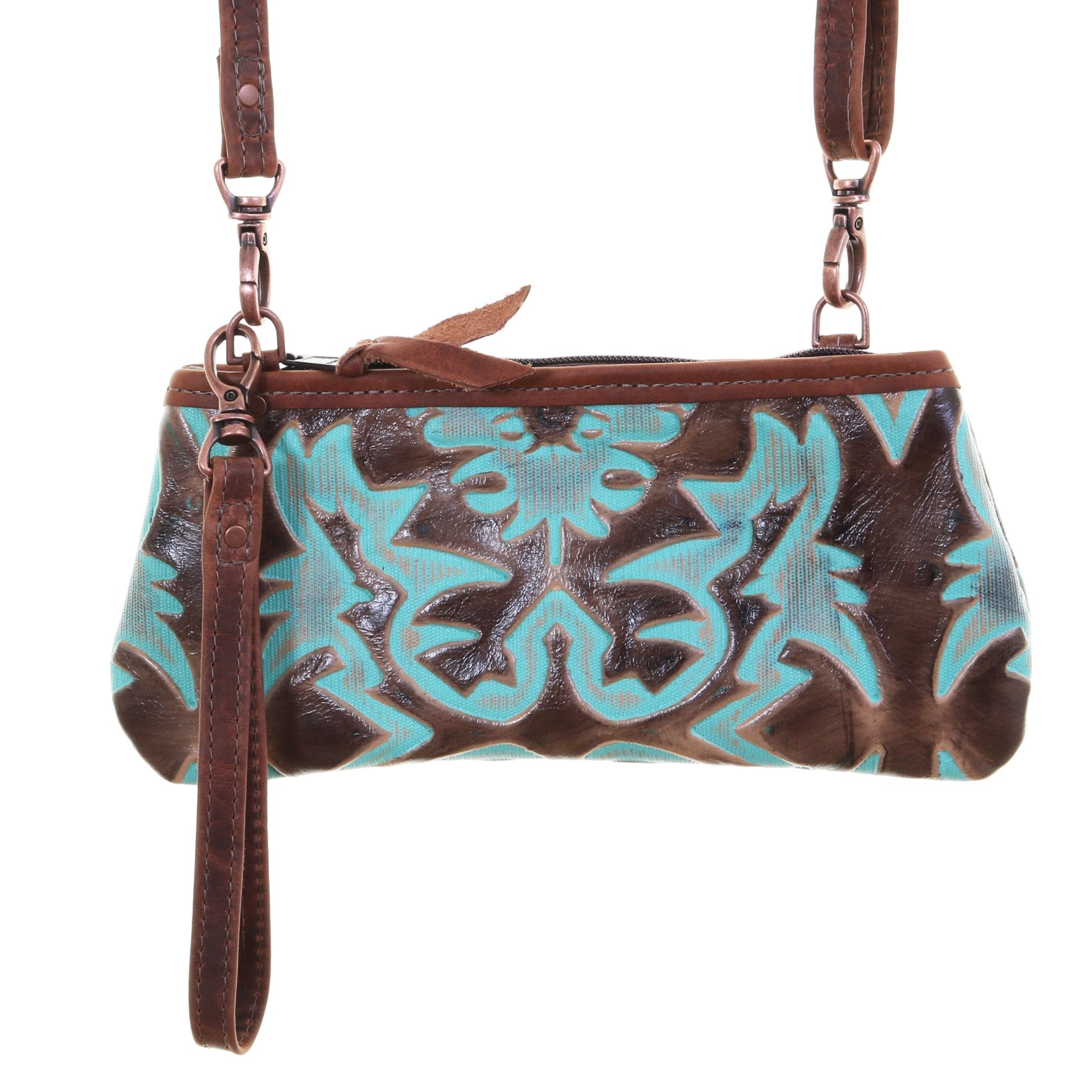 LC81 - Turquoise/Brown Laredo Little Clutch - Double J Saddlery