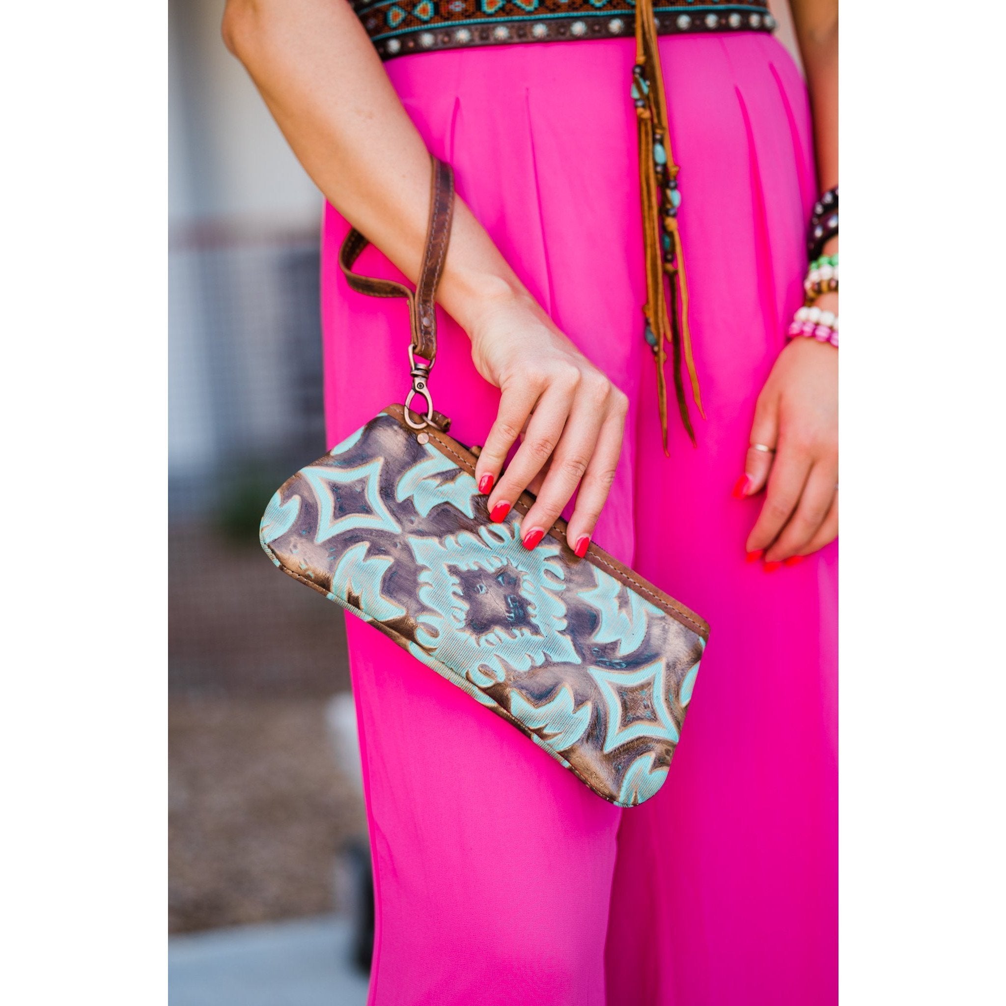 LC81 - Turquoise/Brown Laredo Little Clutch - Double J Saddlery