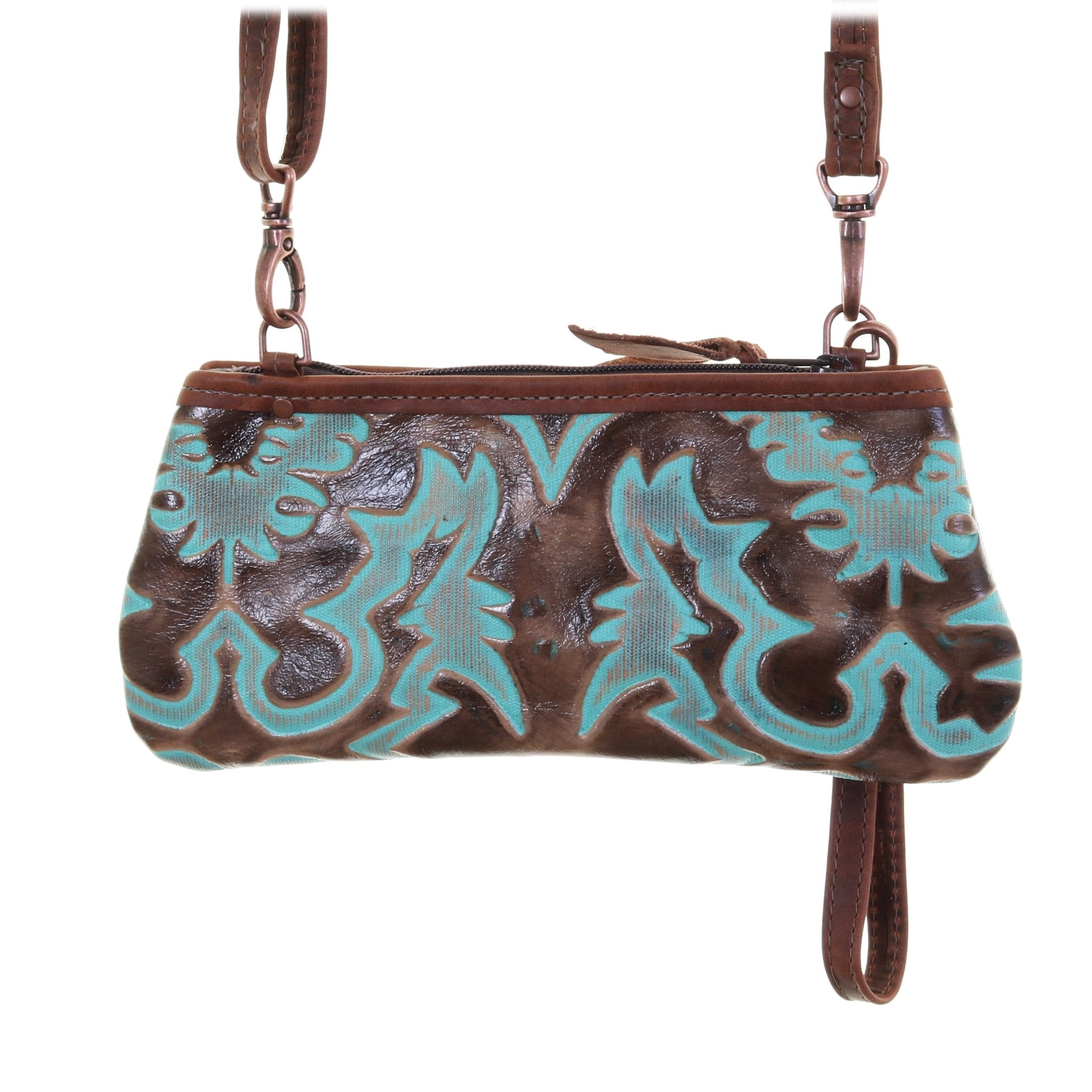 LC81 - Turquoise/Brown Laredo Little Clutch - Double J Saddlery