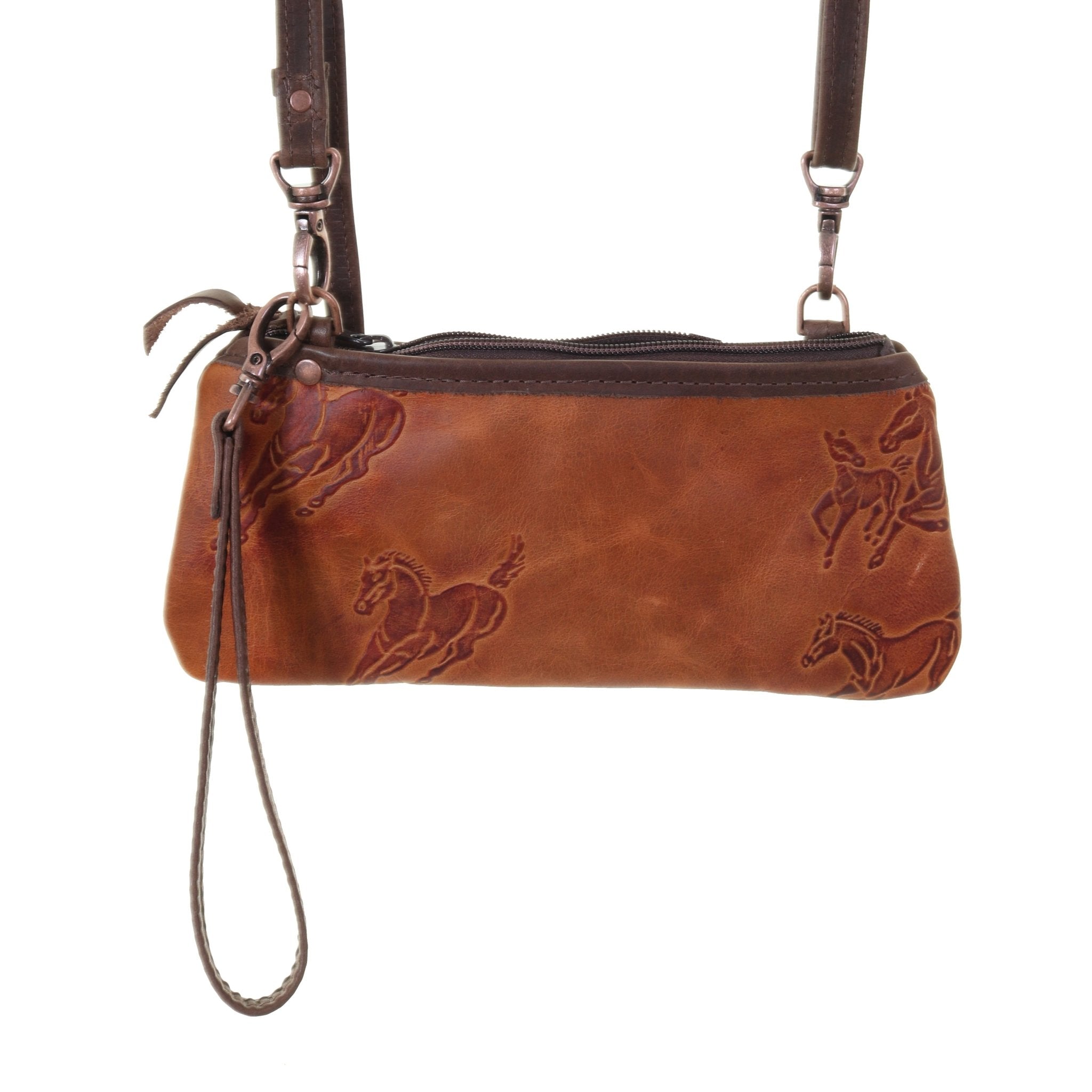 LC98 - Saddle Tan Wild Horses Little Clutch - Double J Saddlery