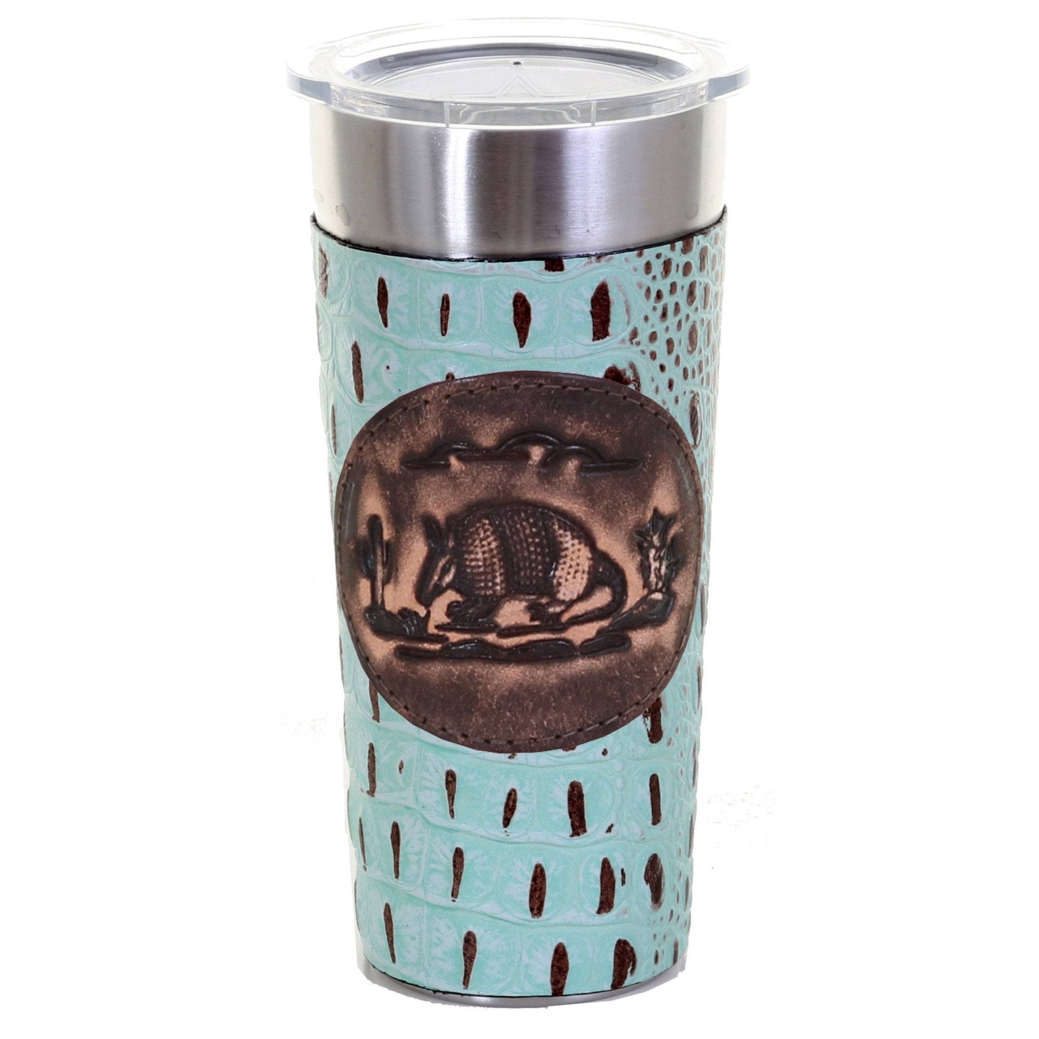 LEATHERWRAP02 - Mint Chocolate Gator Print Leather Wrap - *EXCLUSIVE PLAQUE OPTIONS - Double J Saddlery