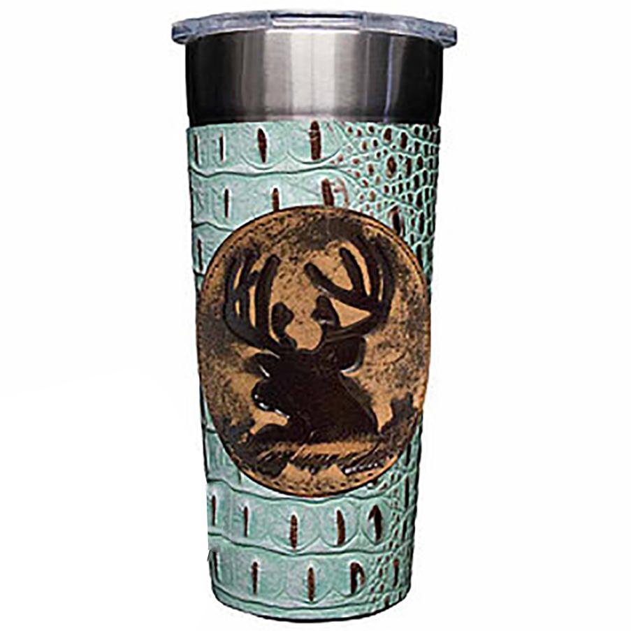 LEATHERWRAP02 - Mint Chocolate Gator Print Leather Wrap - *EXCLUSIVE PLAQUE OPTIONS - Double J Saddlery