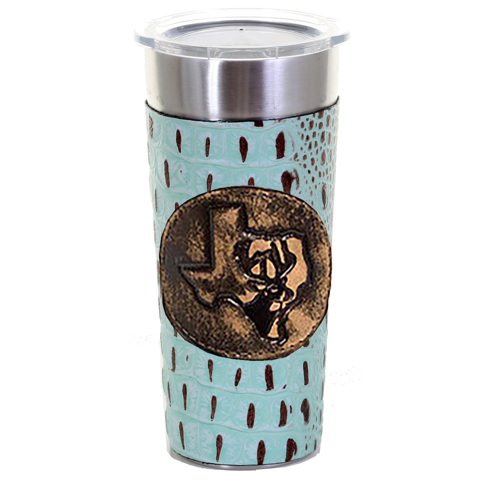 LEATHERWRAP02 - Mint Chocolate Gator Print Leather Wrap - *EXCLUSIVE PLAQUE OPTIONS - Double J Saddlery