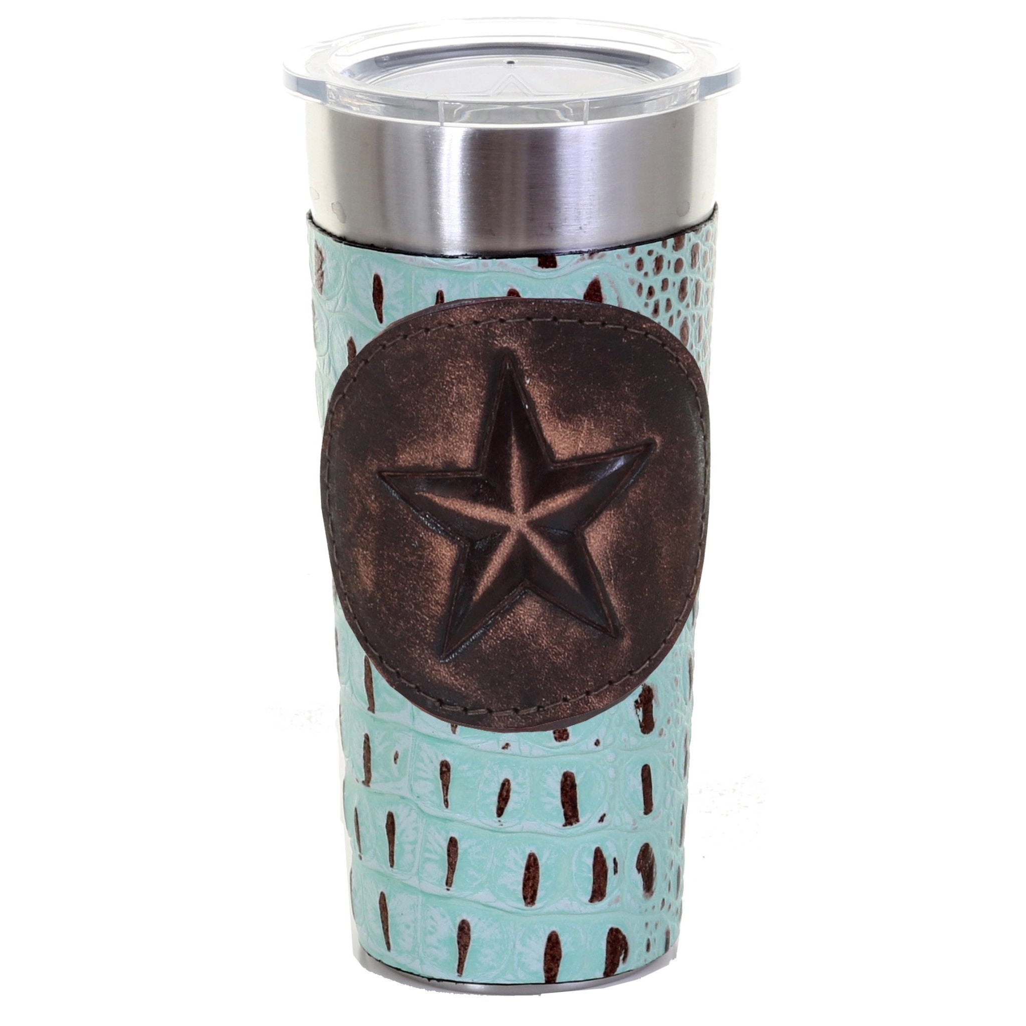 LEATHERWRAP02 - Mint Chocolate Gator Print Leather Wrap - *EXCLUSIVE PLAQUE OPTIONS - Double J Saddlery