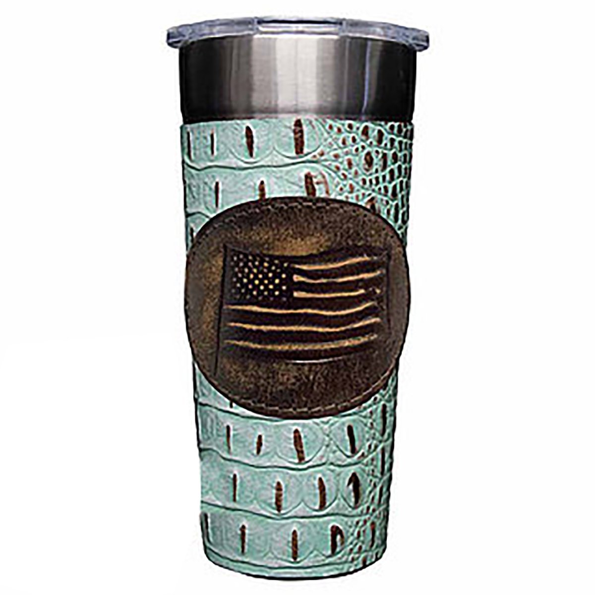 LEATHERWRAP02 - Mint Chocolate Gator Print Leather Wrap - *EXCLUSIVE PLAQUE OPTIONS - Double J Saddlery