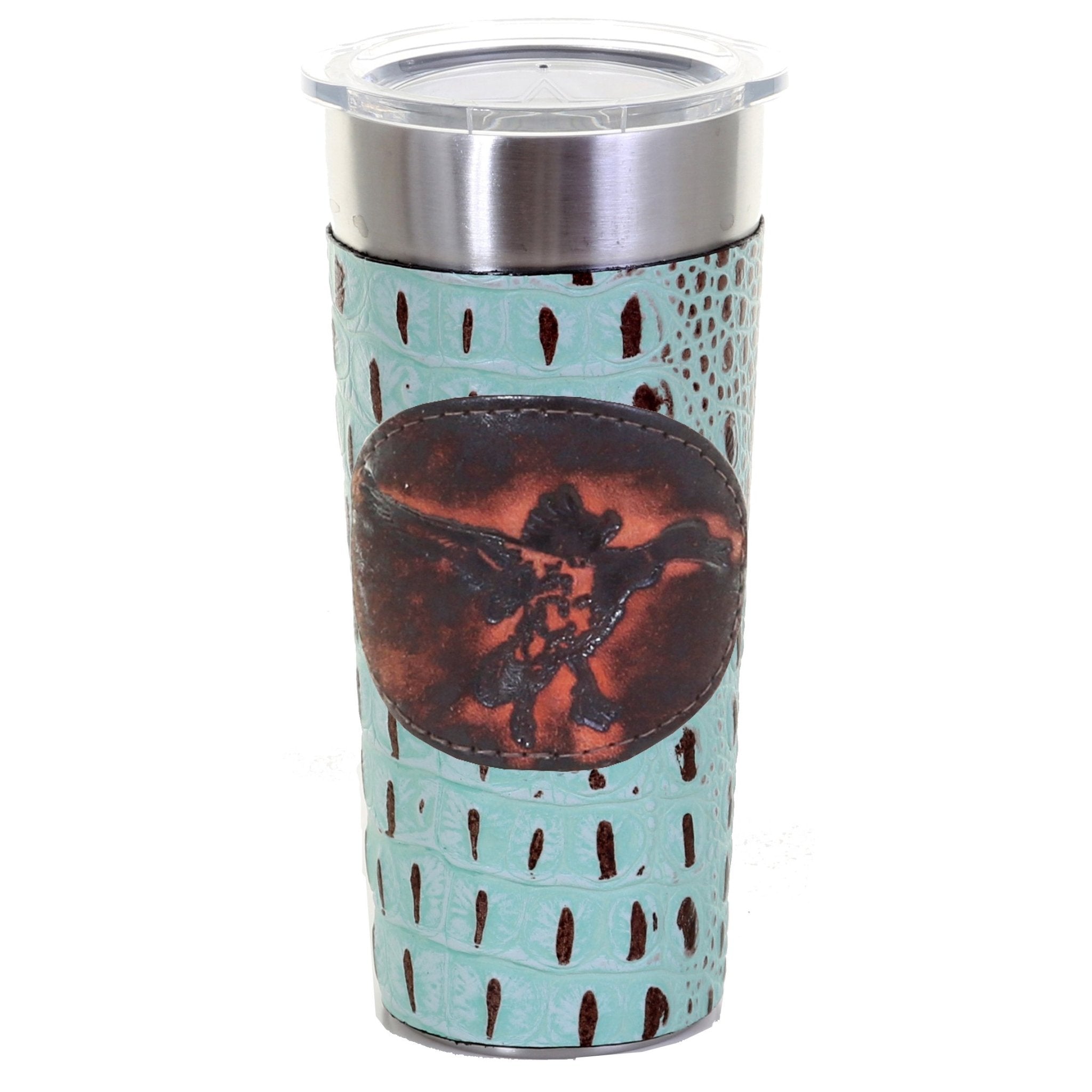 LEATHERWRAP02 - Mint Chocolate Gator Print Leather Wrap - *EXCLUSIVE PLAQUE OPTIONS - Double J Saddlery