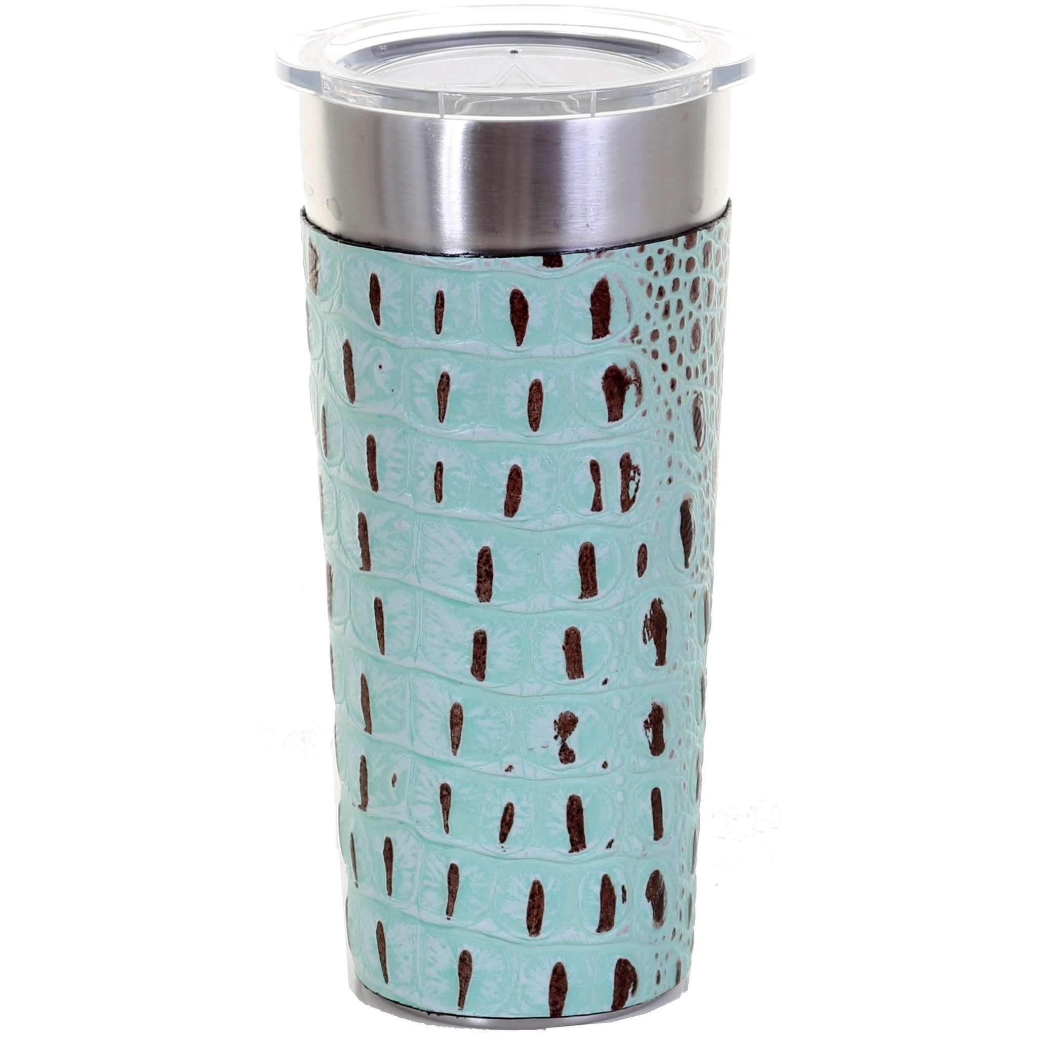 LEATHERWRAP02 - Mint Chocolate Gator Print Leather Wrap - *EXCLUSIVE PLAQUE OPTIONS - Double J Saddlery