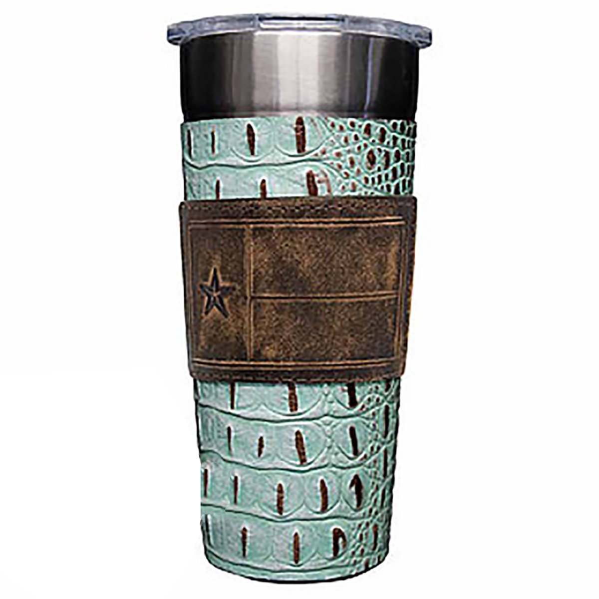 LEATHERWRAP02 - Mint Chocolate Gator Print Leather Wrap - *EXCLUSIVE PLAQUE OPTIONS - Double J Saddlery