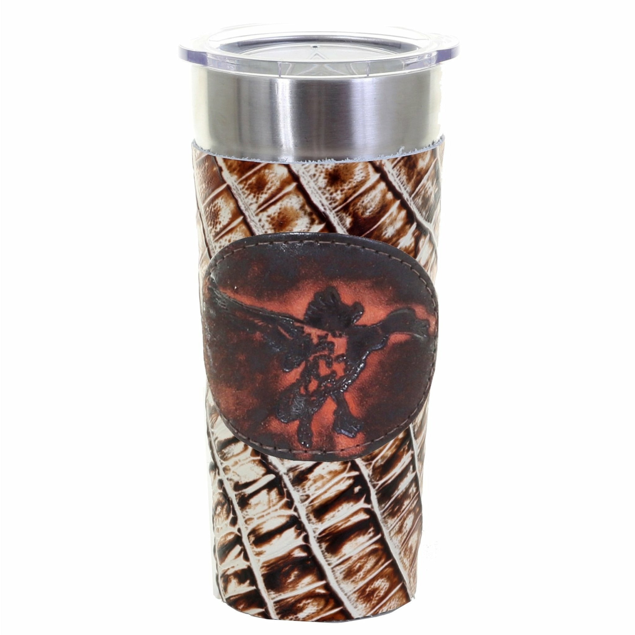 LEATHERWRAP04 - Desert Storm Gator Print Leather Wrap - *EXCLUSIVE PLAQUE OPTIONS - Double J Saddlery