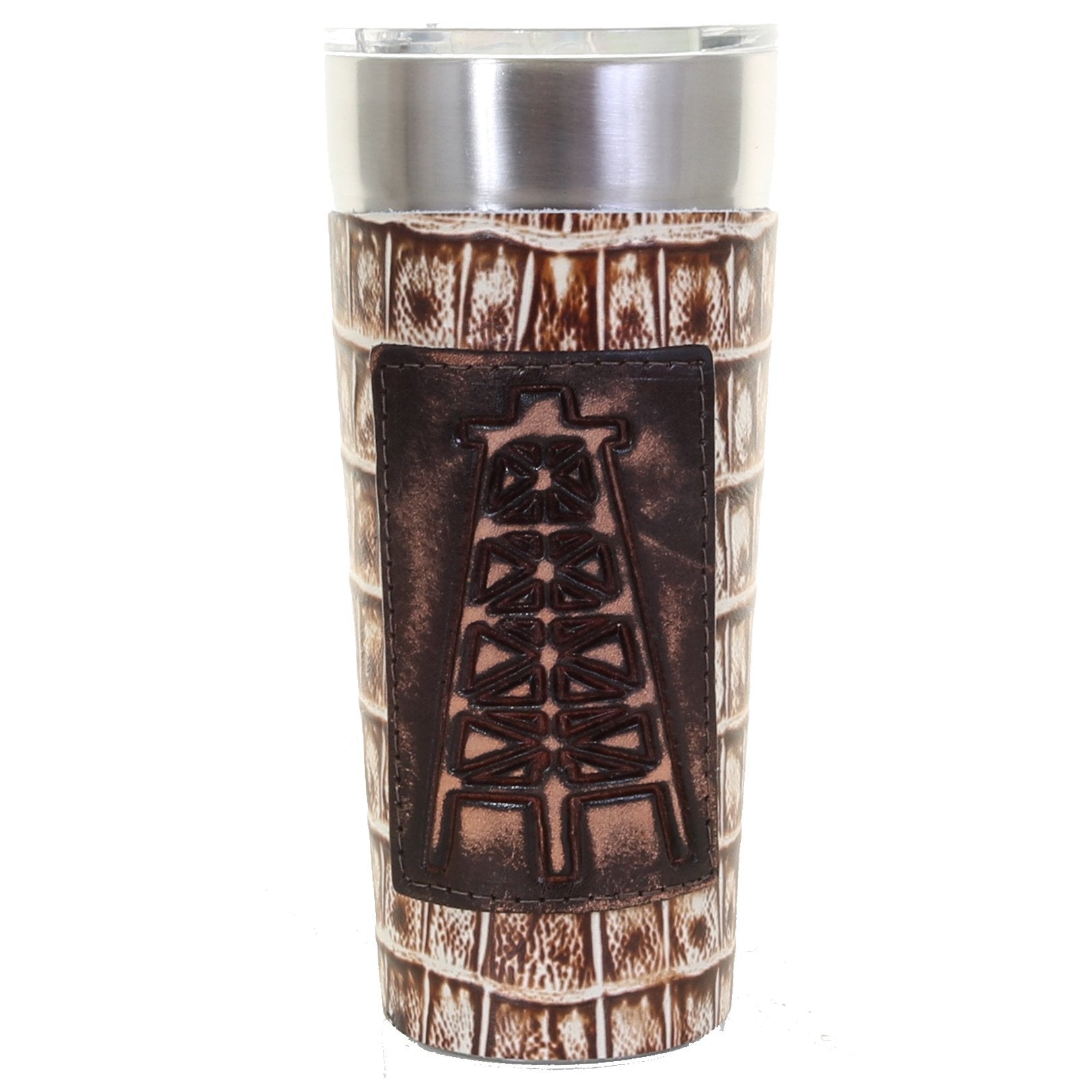 LEATHERWRAP04 - Desert Storm Gator Print Leather Wrap - *EXCLUSIVE PLAQUE OPTIONS - Double J Saddlery