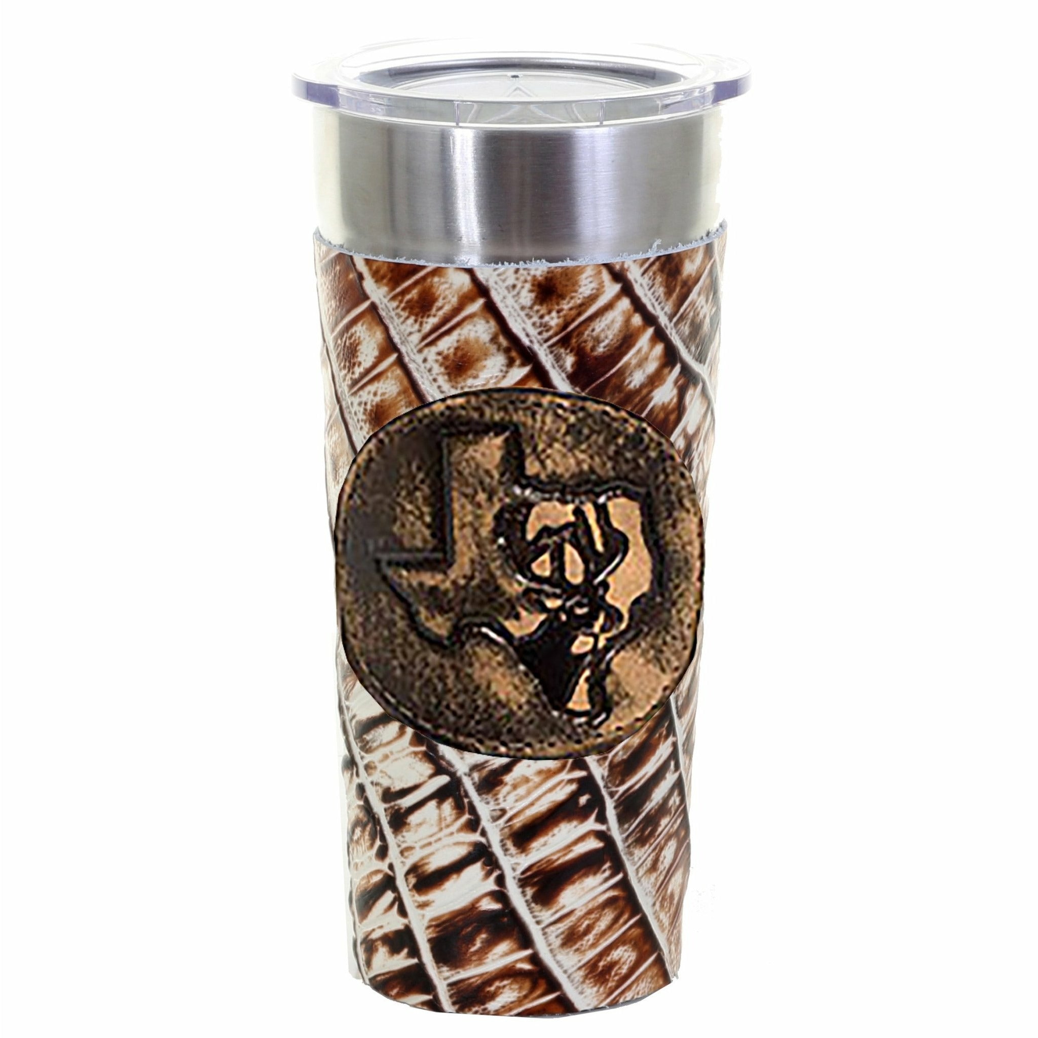 LEATHERWRAP04 - Desert Storm Gator Print Leather Wrap - *EXCLUSIVE PLAQUE OPTIONS - Double J Saddlery