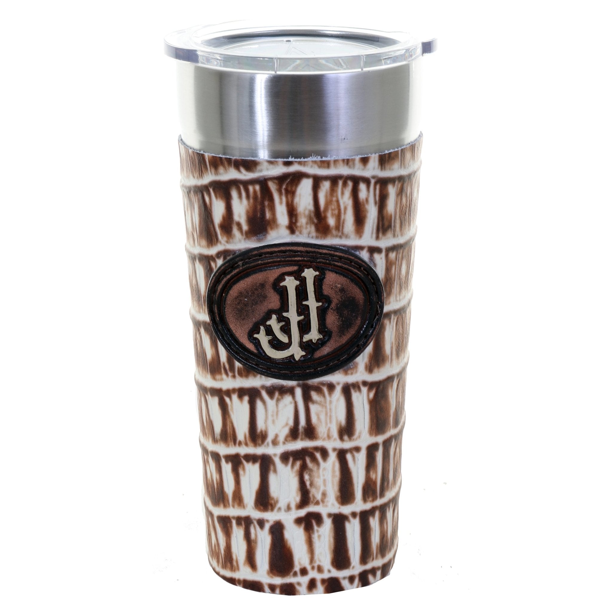 LEATHERWRAP04 - Desert Storm Gator Print Leather Wrap - *EXCLUSIVE PLAQUE OPTIONS - Double J Saddlery