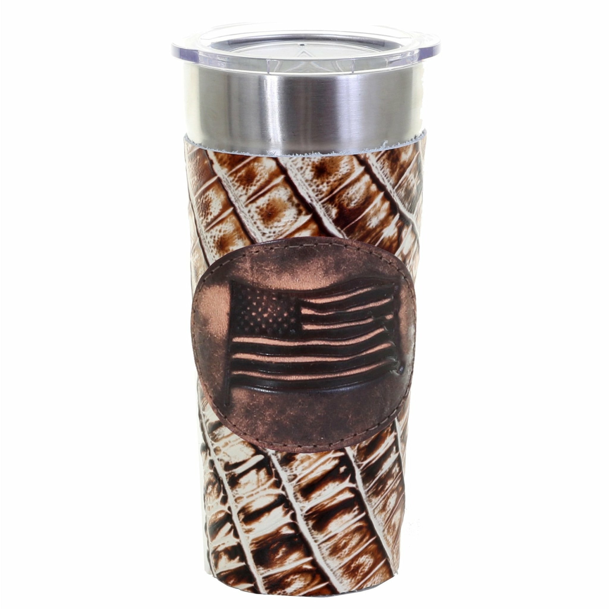 LEATHERWRAP04 - Desert Storm Gator Print Leather Wrap - *EXCLUSIVE PLAQUE OPTIONS - Double J Saddlery