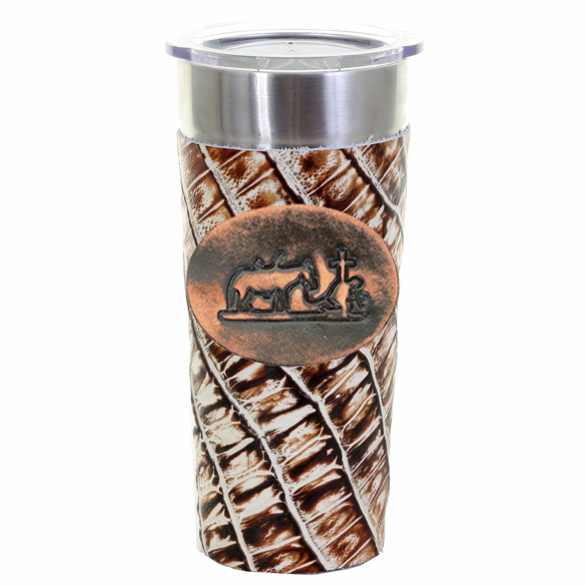 LEATHERWRAP04 - Desert Storm Gator Print Leather Wrap - *EXCLUSIVE PLAQUE OPTIONS - Double J Saddlery