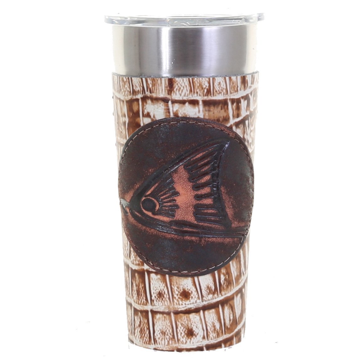 LEATHERWRAP04 - Desert Storm Gator Print Leather Wrap - *EXCLUSIVE PLAQUE OPTIONS - Double J Saddlery